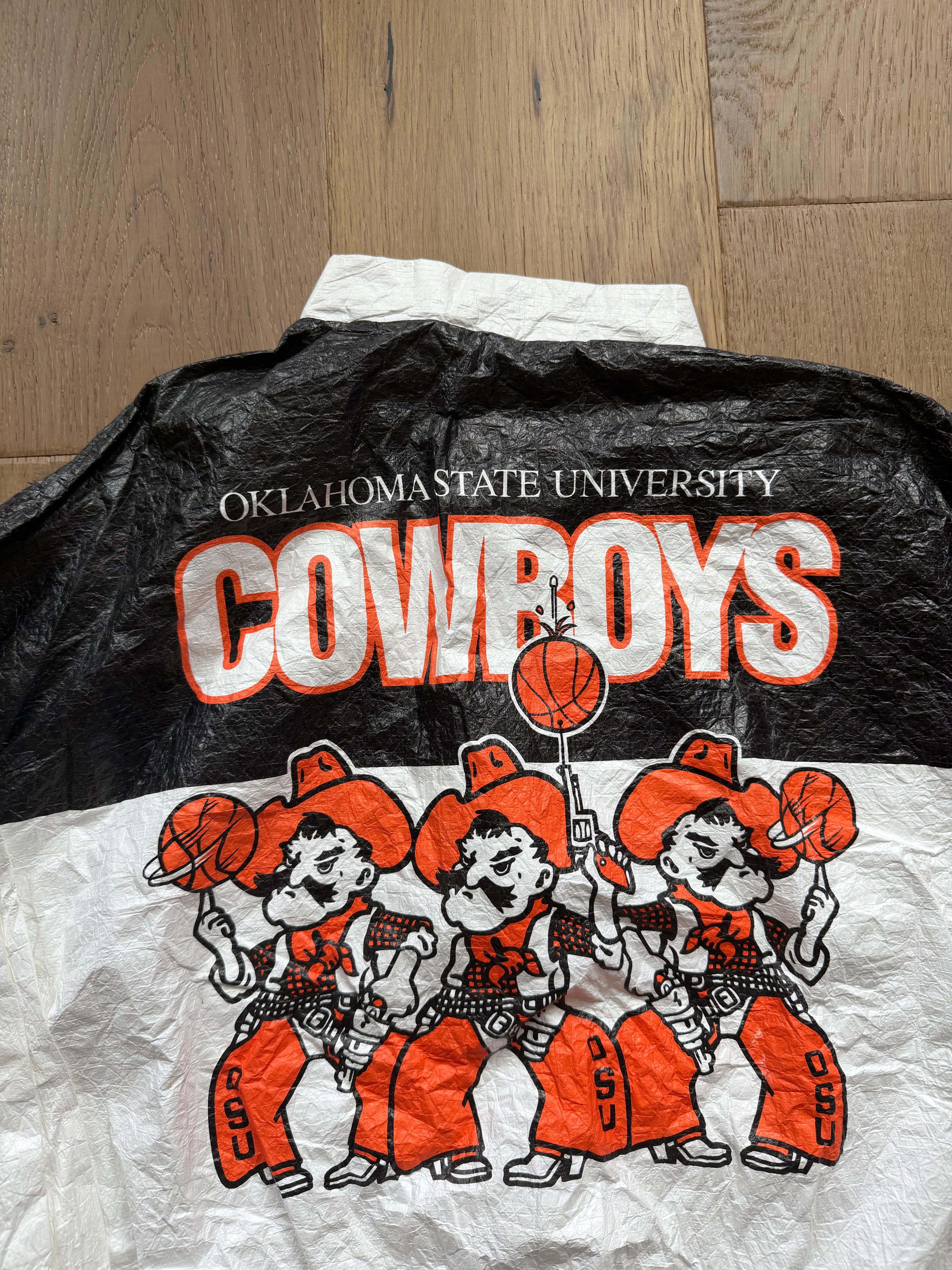White + Black 90s Big 8 OSU Cowboys Basketball Pete’s Papery Zip Up Jacket XL