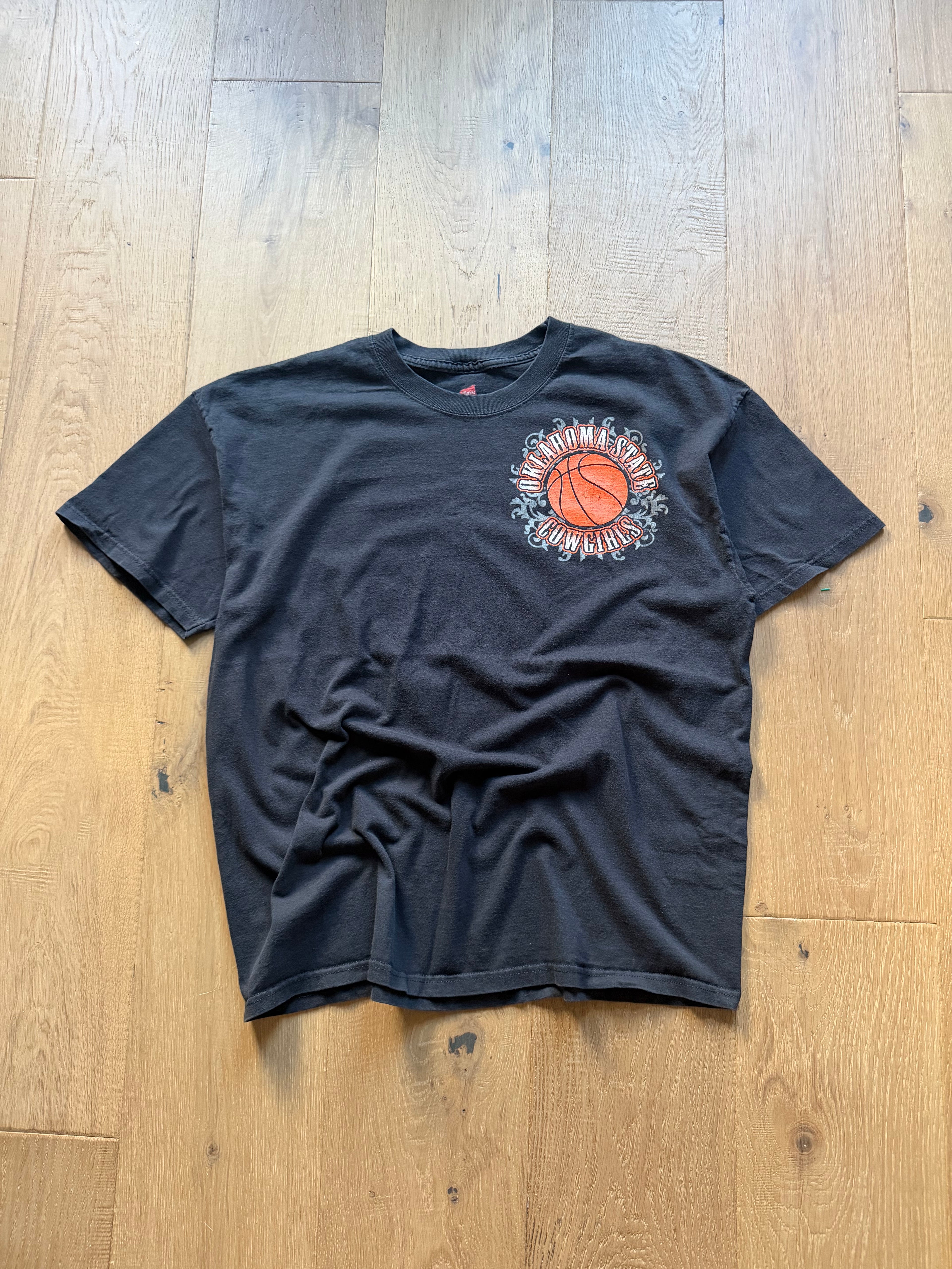 Black Y2K OSU “How About Those Cowgirls” Basketball T-Shirt XL