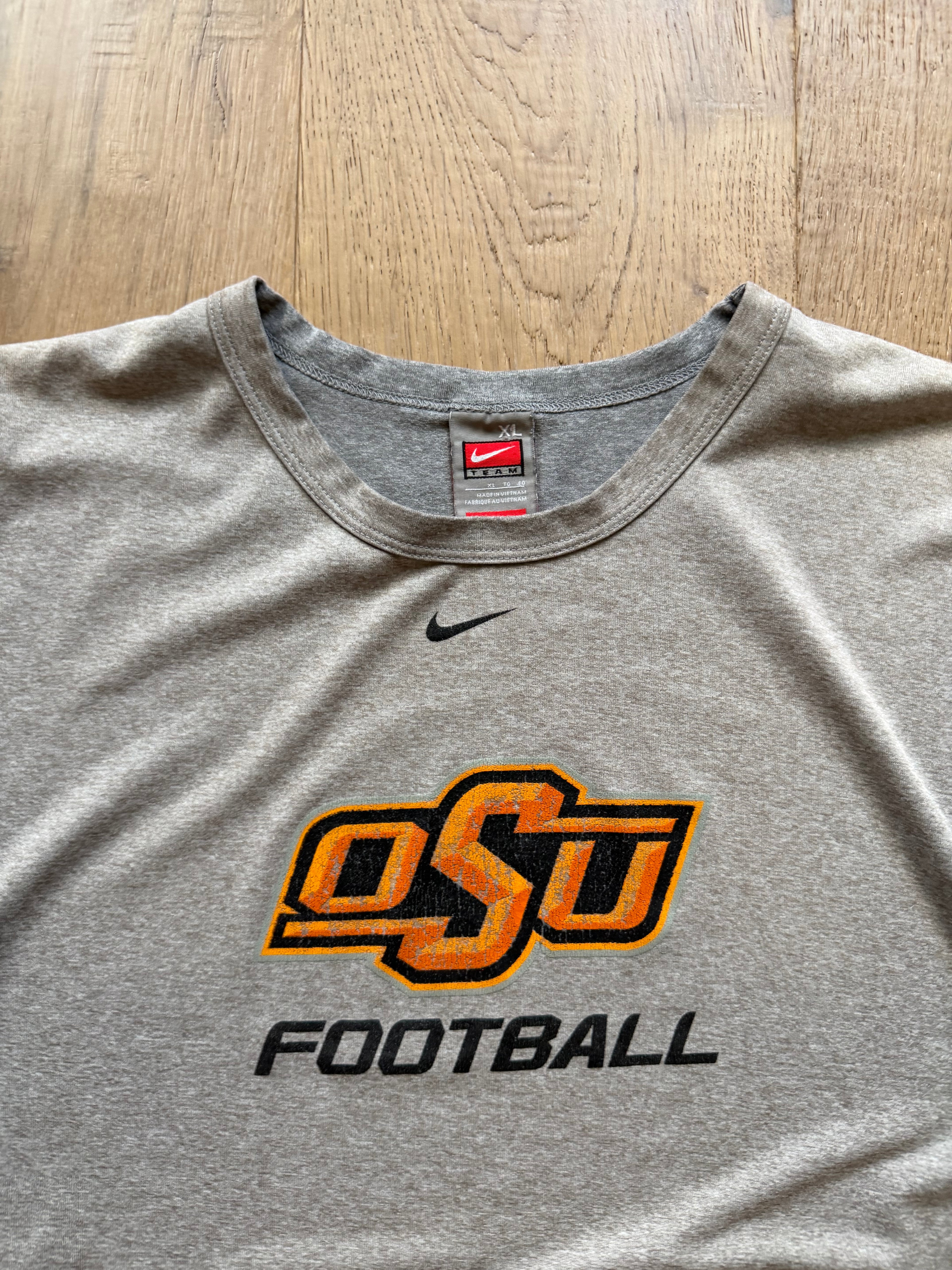 Grey 00s Nike DriFit OSU Football T-Shirt XL