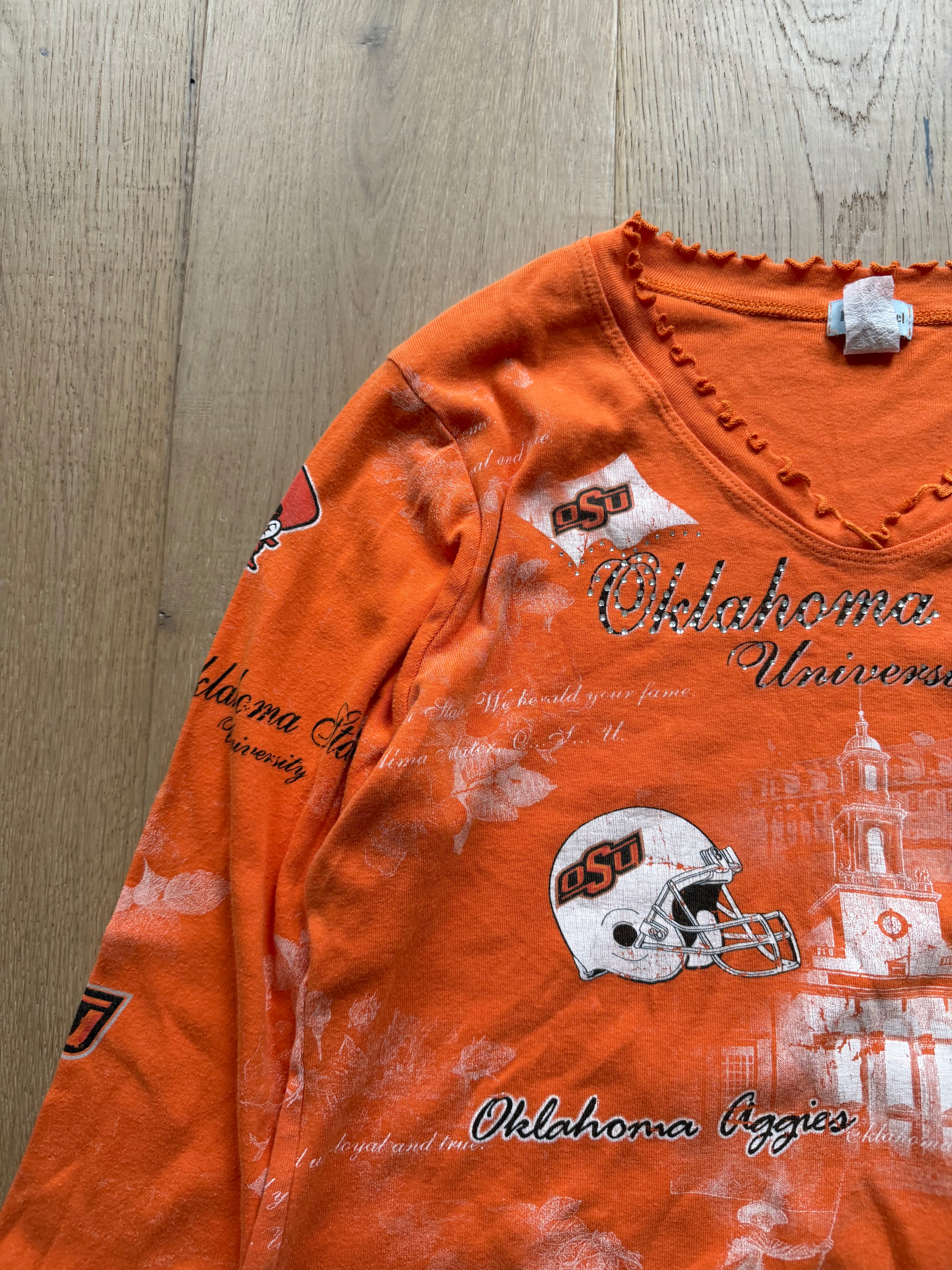 Orange Y2K P. Michael OSU Embellished Collage Women’s Top