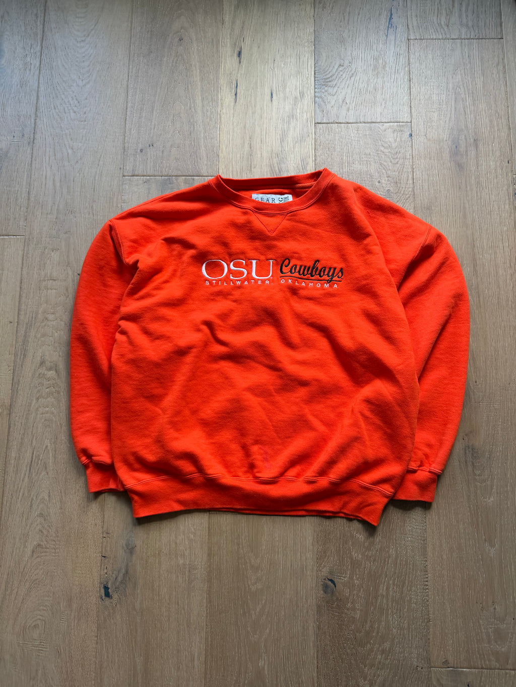 Orange 00s Gear OSU Stillwater Embroidered Crewneck Sweatshirt Large