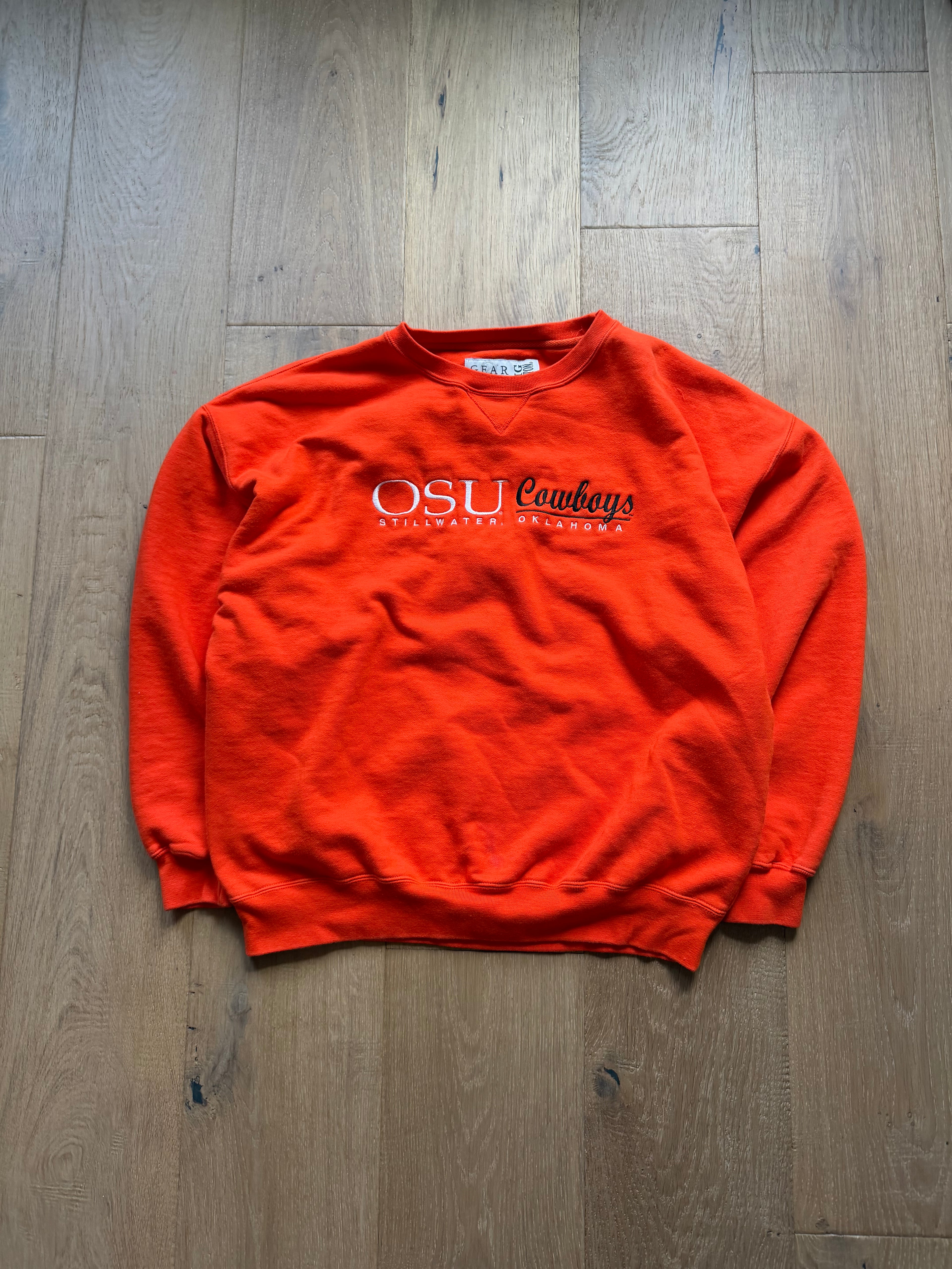 Orange 00s Gear OSU Stillwater Embroidered Crewneck Sweatshirt Large