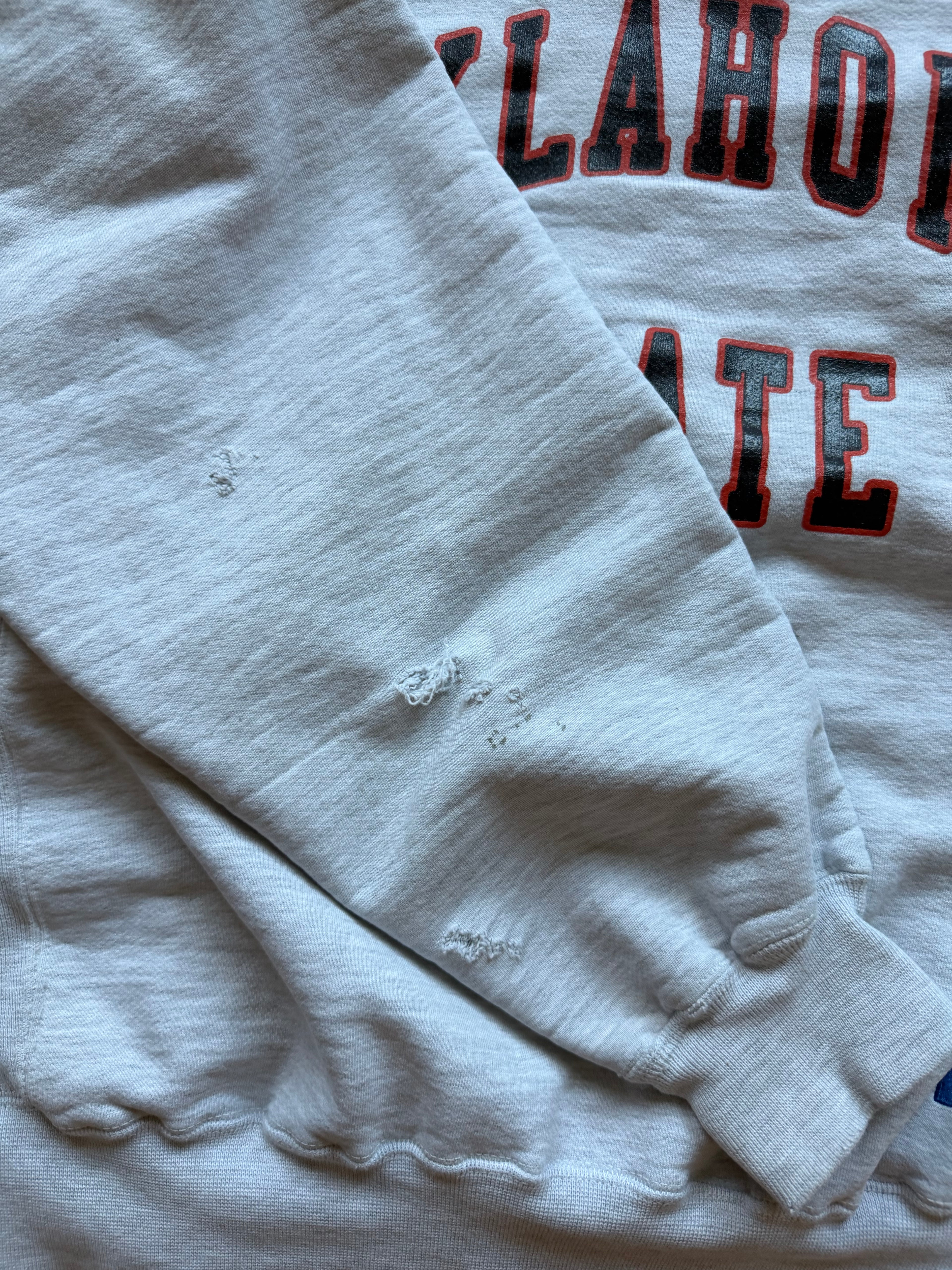 Light Grey 90s Russell Athletic Pro Cotton “Oklahoma State” Black Classic Crewneck Sweatshirt Medium