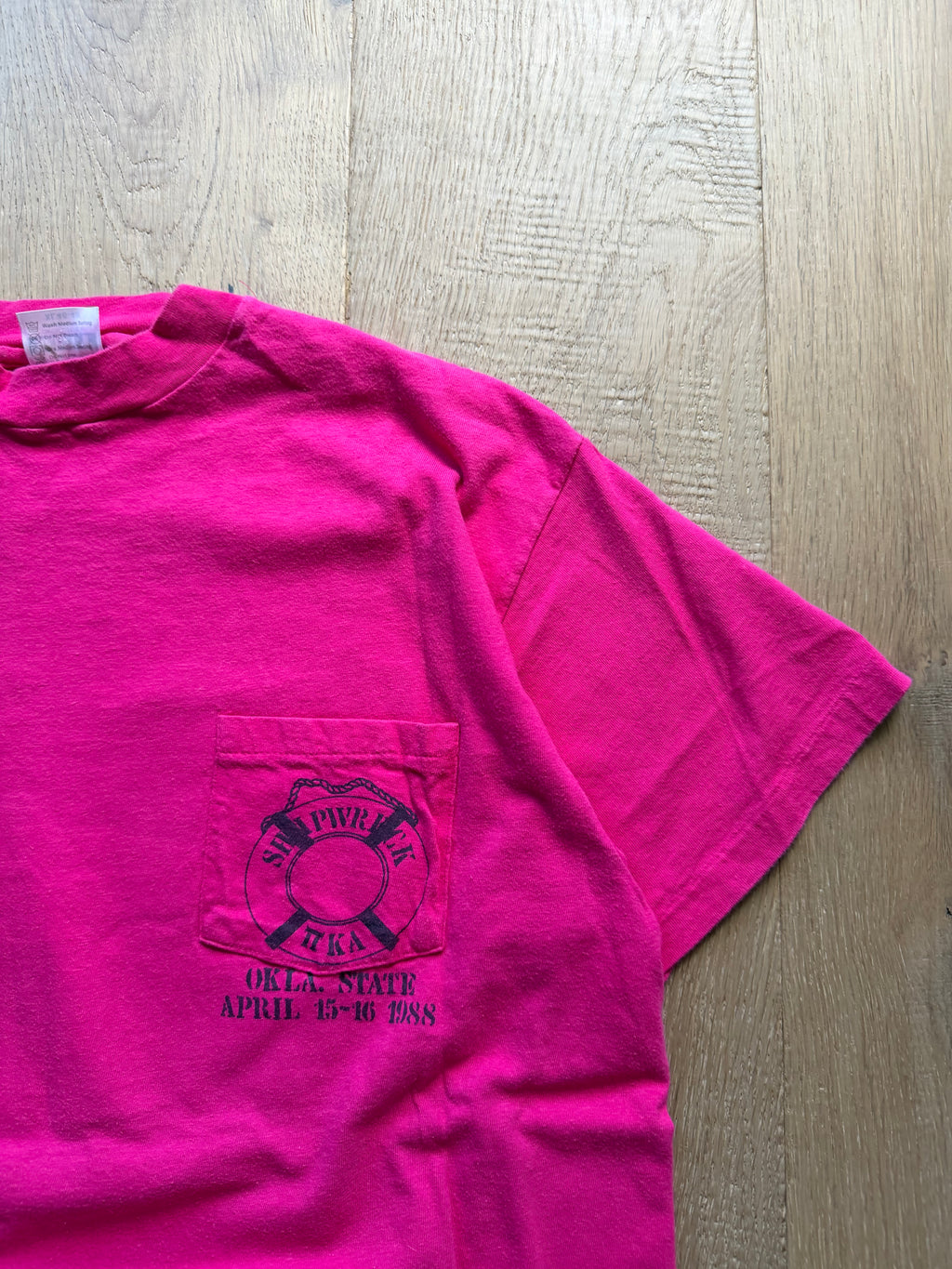 Pink 1988 Oklahoma State Pike Shipwreck Skinnydipping T-Shirt Large