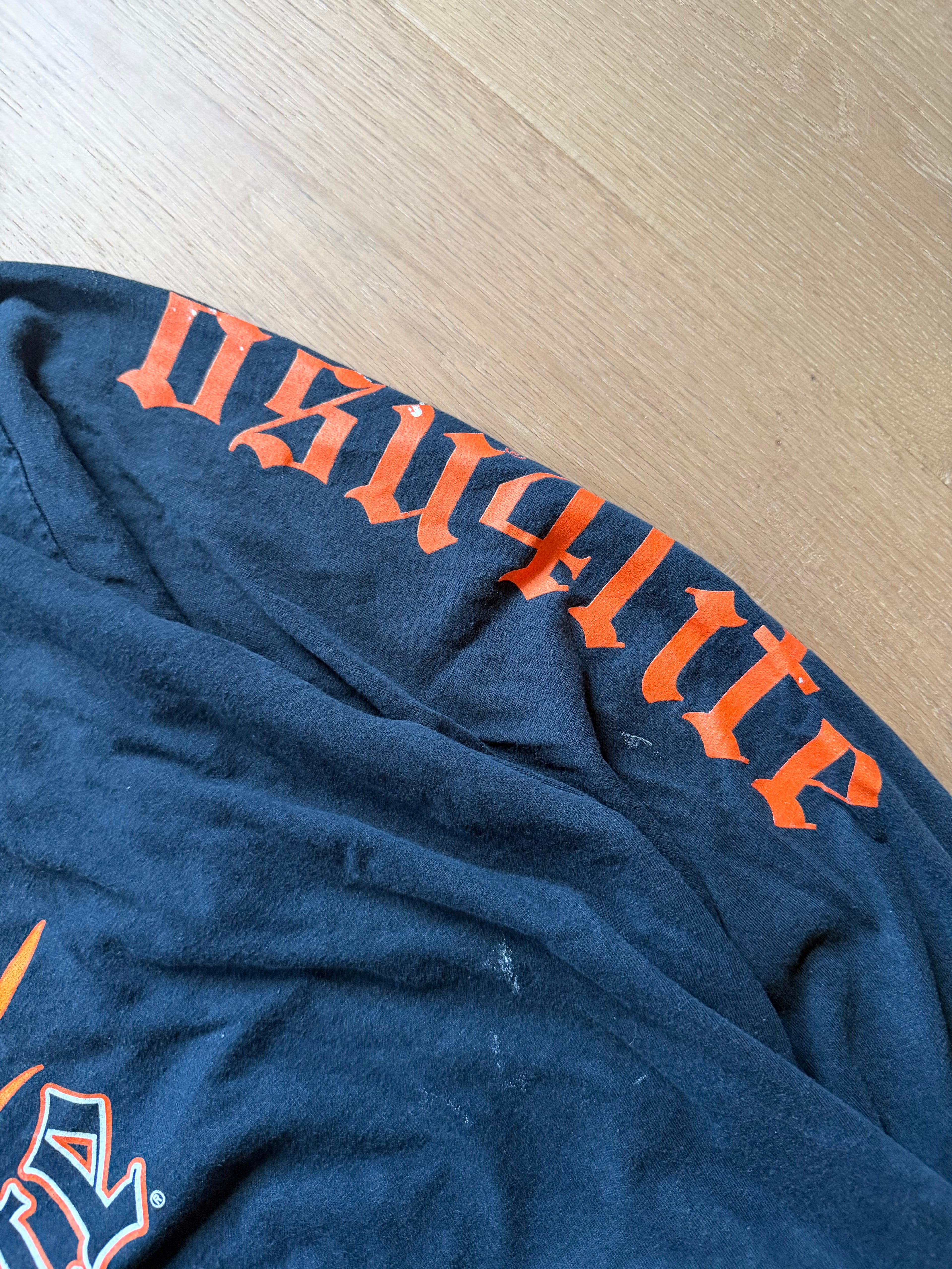 Black 00s Big Fan Flame Pete “Oklahoma State” OSU4LIFE Sleeve Hit Long Sleeve XL