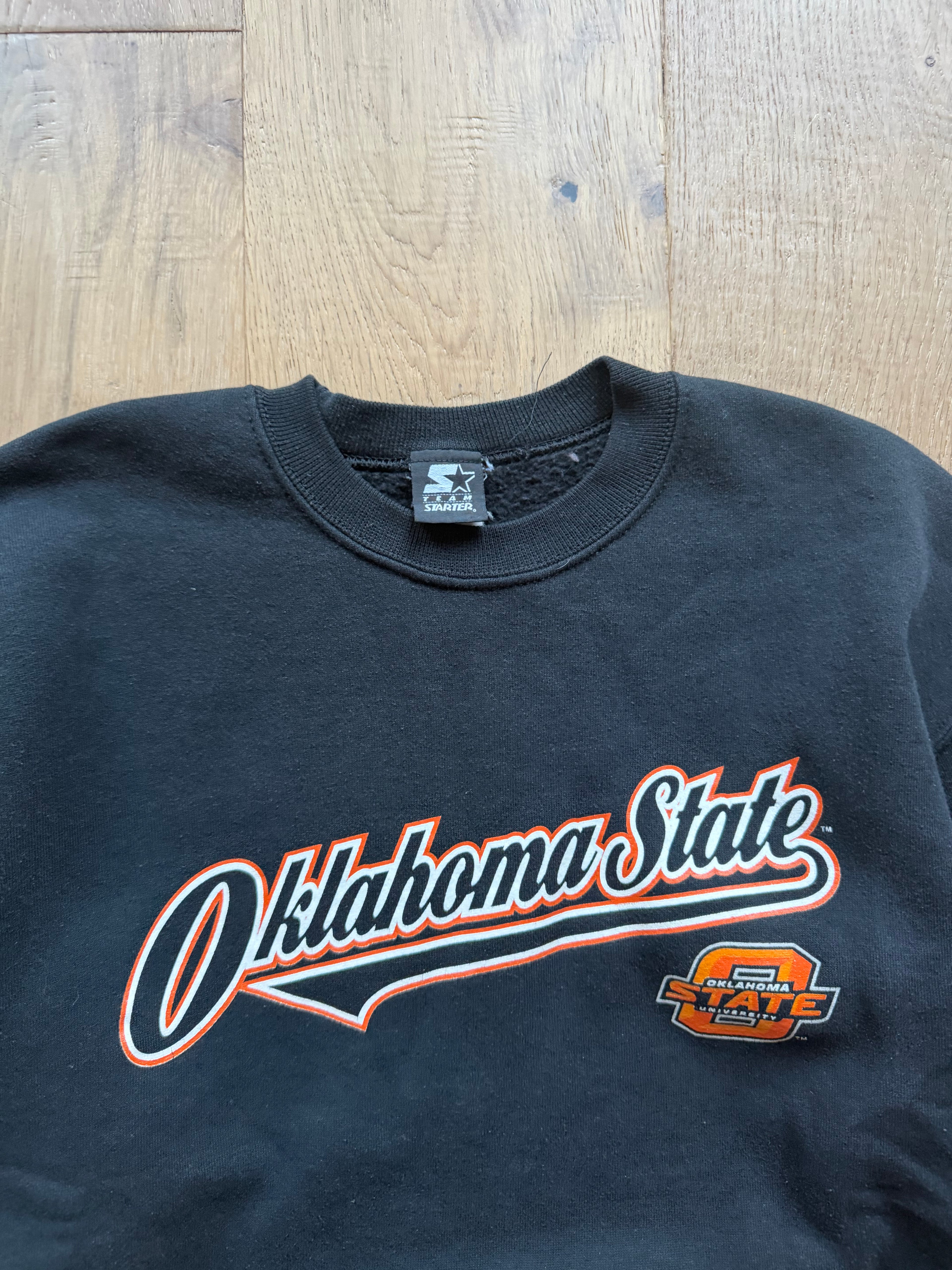 00s Black Starter Oklahoma State Tail Crewneck Sweatshirt Medium
