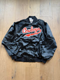 Black 90s Sactus Cowboys Tail “Oklahoma State” Patch Back Satin Jacket Medium