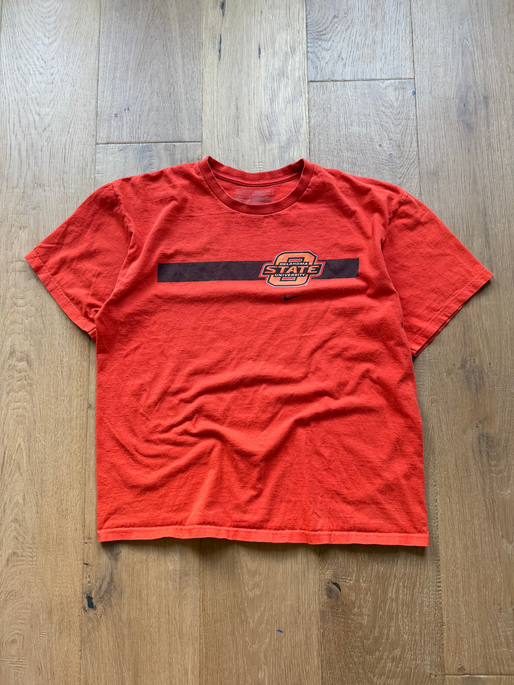 Orange 00s Nike OSU Slanted Wrap Vertical Back T-Shirt Large