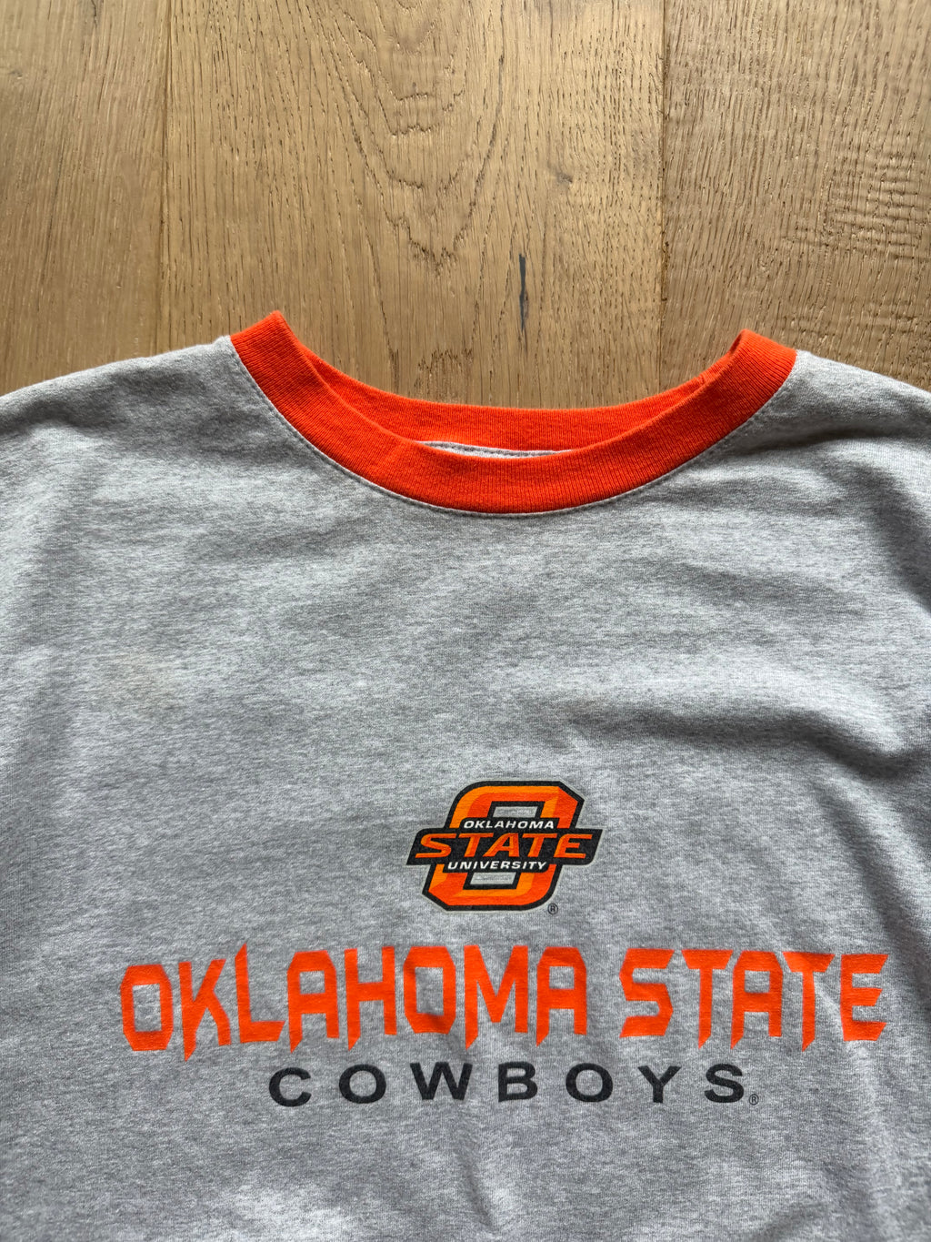 Grey Orange 00s NCAA OSU Ringer T-Shirt Medium