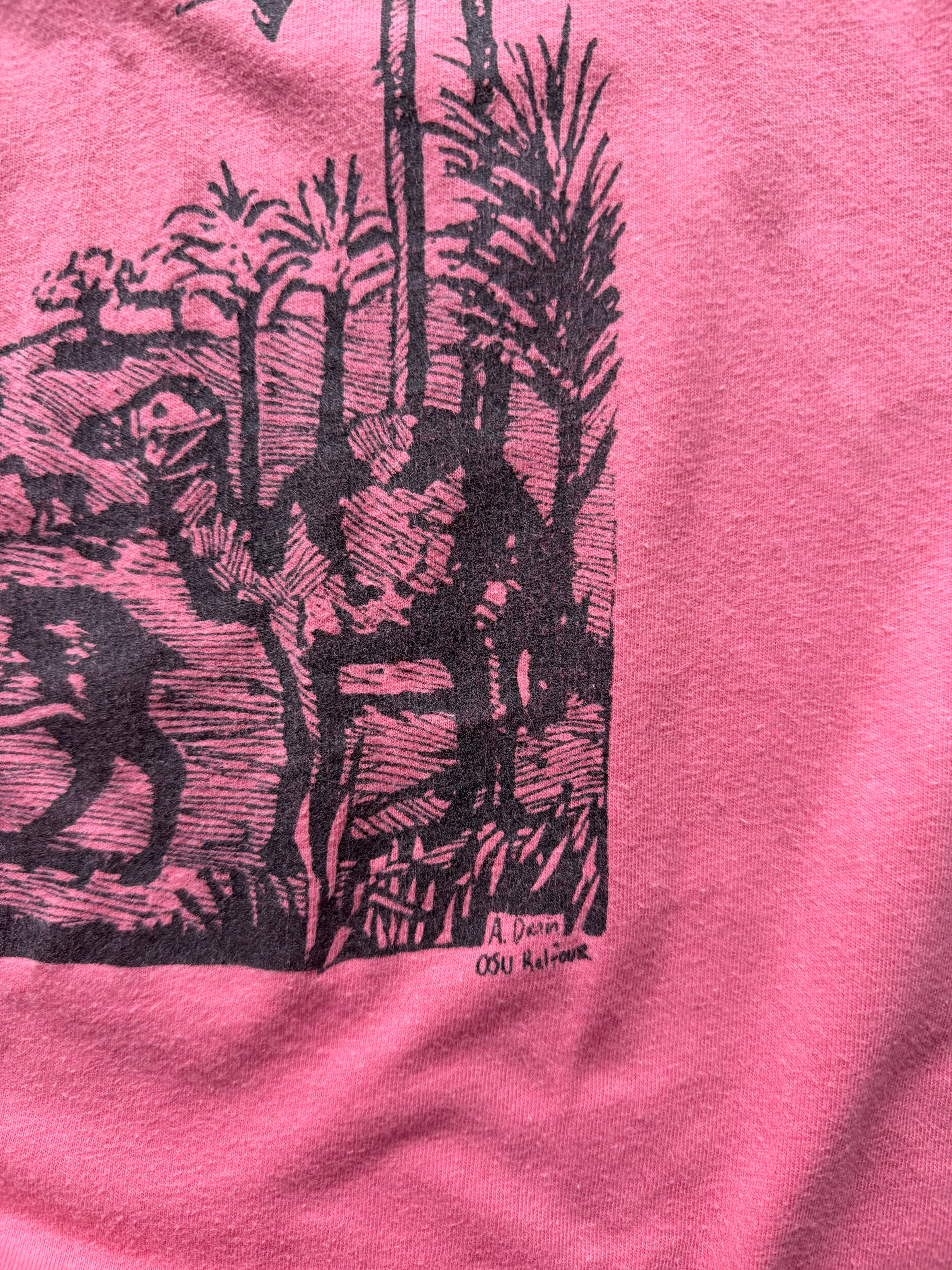 Pink 1987 Oklahoma State Zeta Banana Republic Parody T-Shirt Large