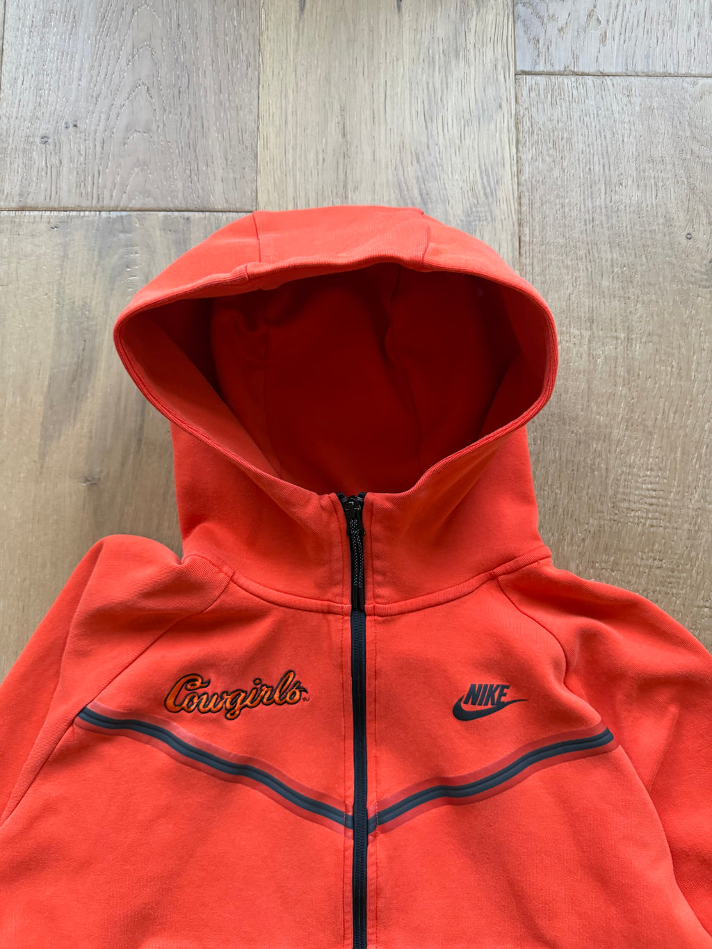 Orange Nike Cowgirl Basketball Cropped Tech Zip Up Hoodie Medium