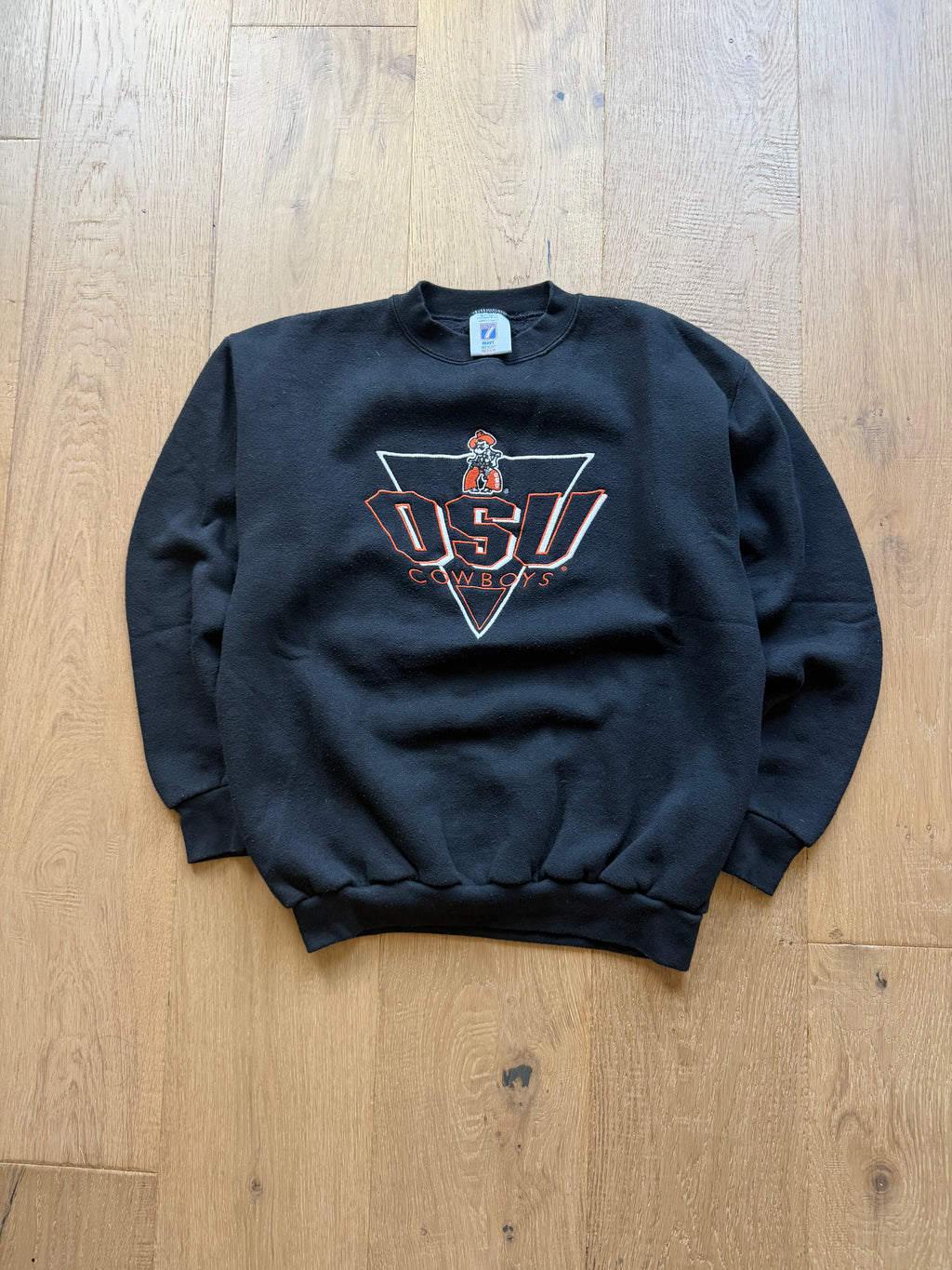 90s Black Logo 7 OSU Triangle Embroidered Crewneck Sweatshirt Medium
