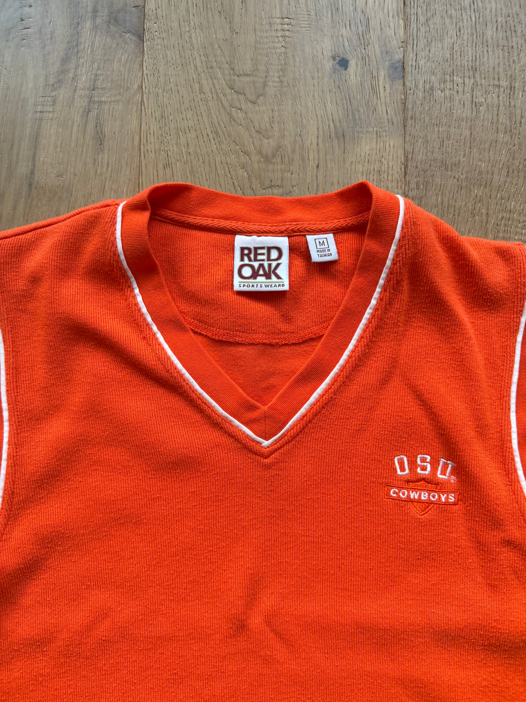 Orange 00s Red Oak OSU Embroidered Sweater Vest Medium