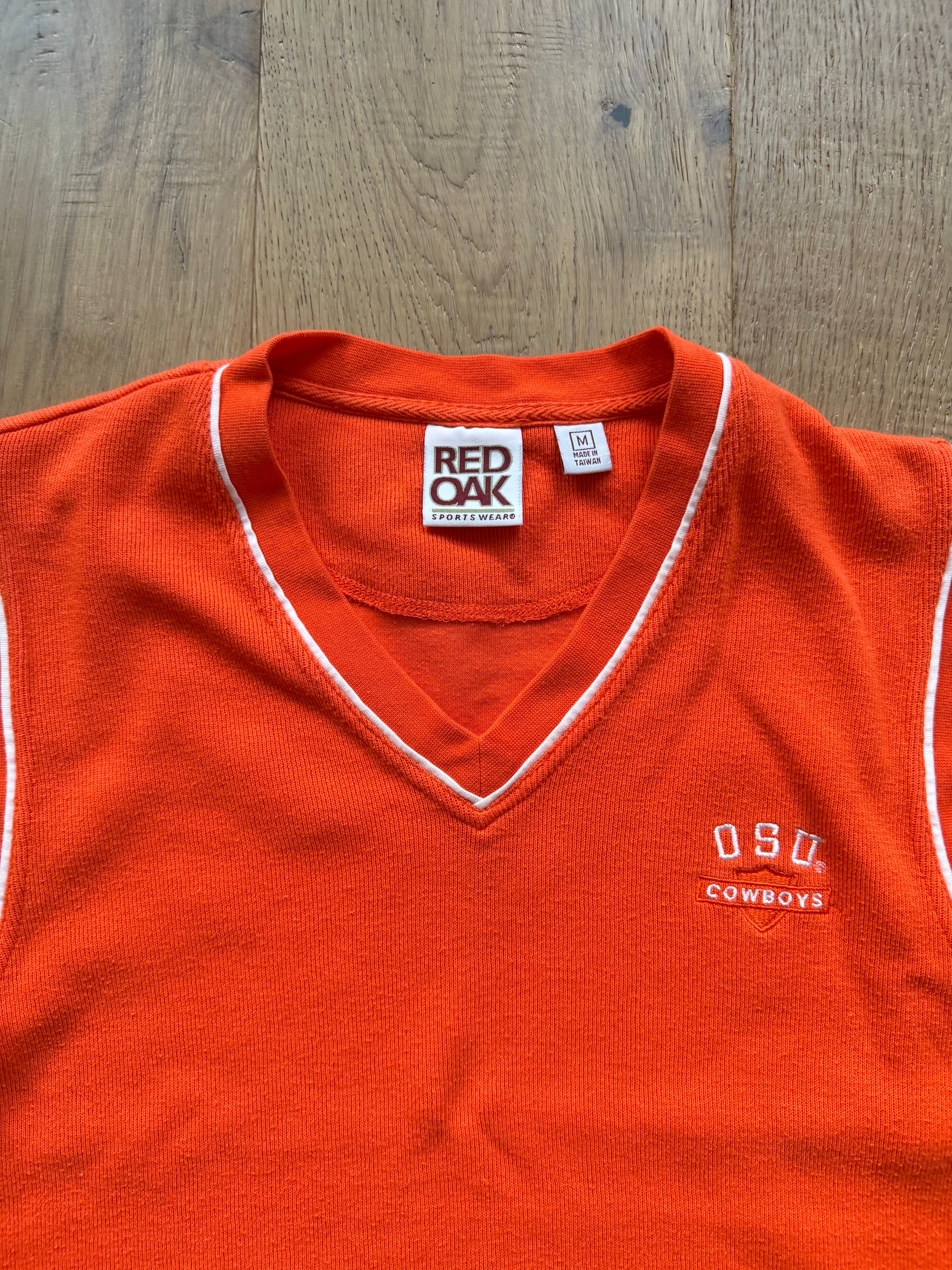 Orange 00s Red Oak OSU Embroidered Sweater Vest Medium