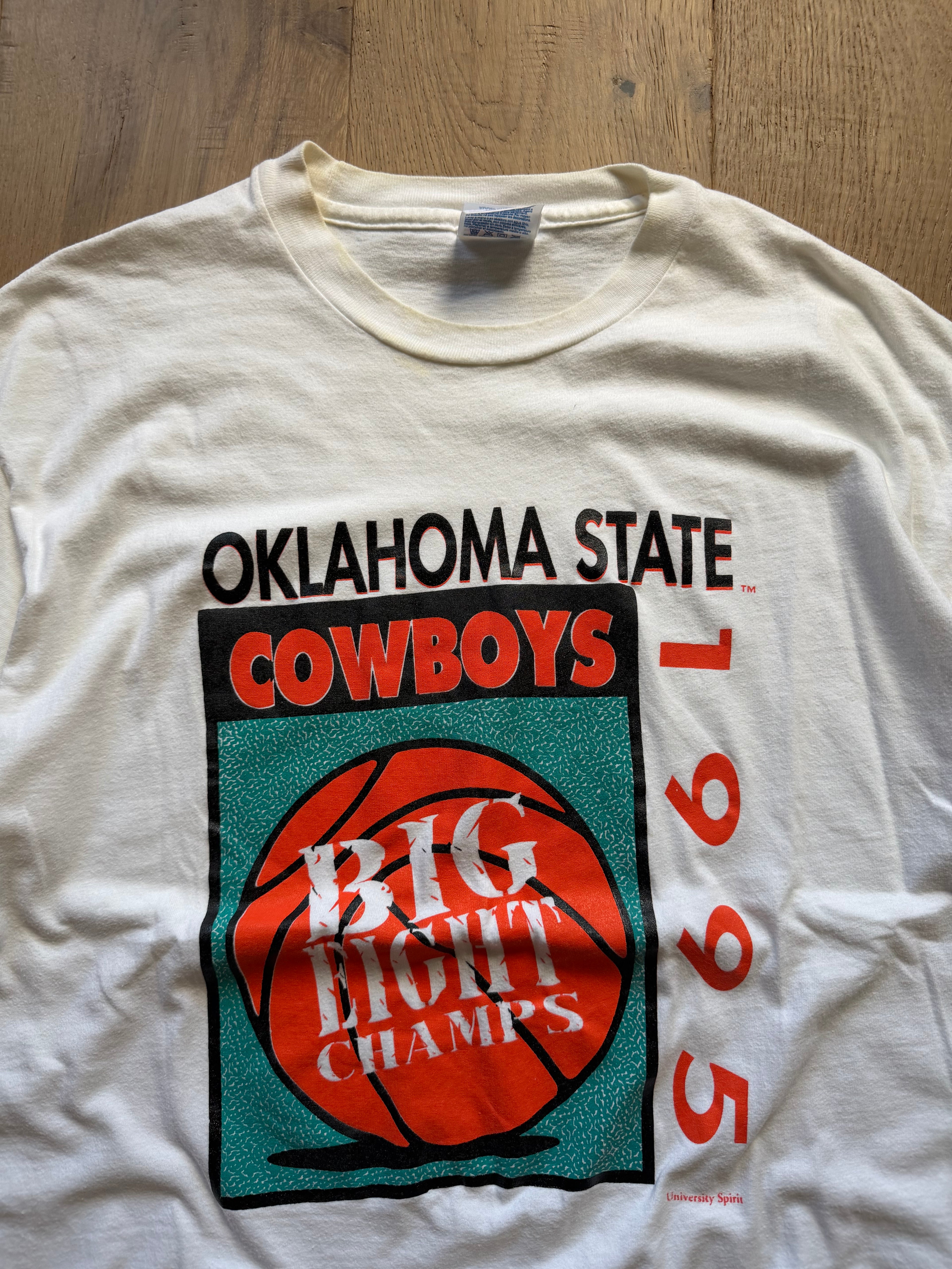 White 1995 Oklahoma State Big Eight Basketball Champions T-Shirt XL