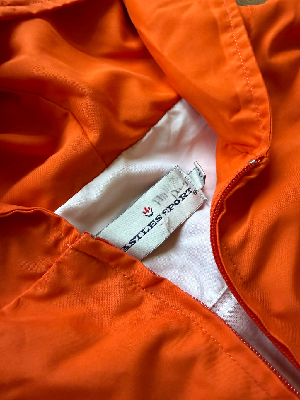 Orange White 00s Castles Sport Simple Logo Embroidered Zip Up Jacket XL