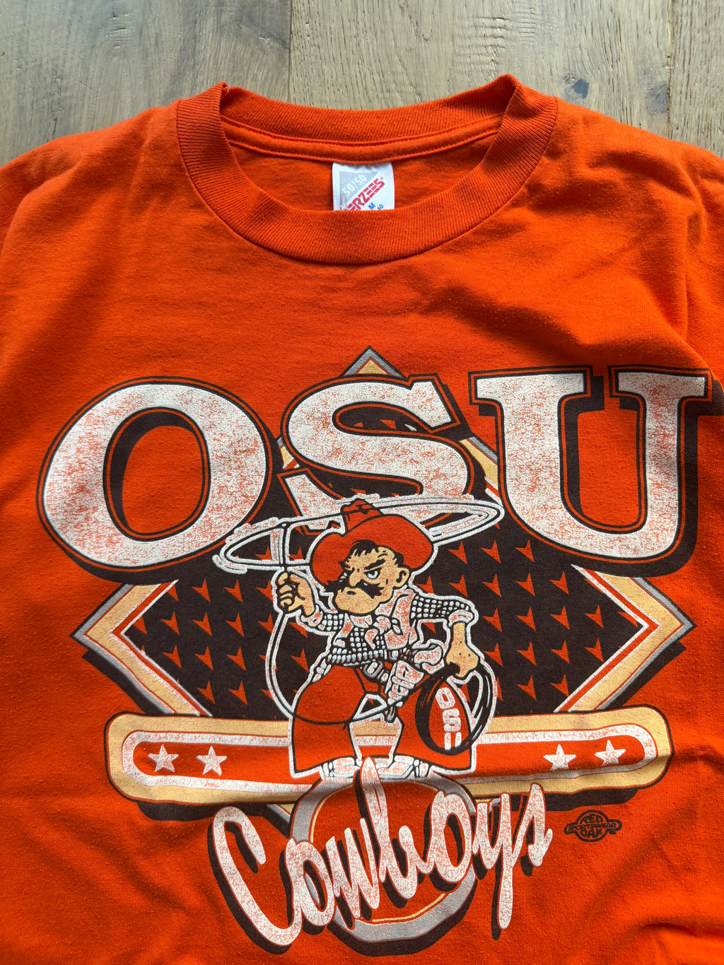 Orange 90s Red Oak OSU Retro Lasso Pete T-Shirt Medium
