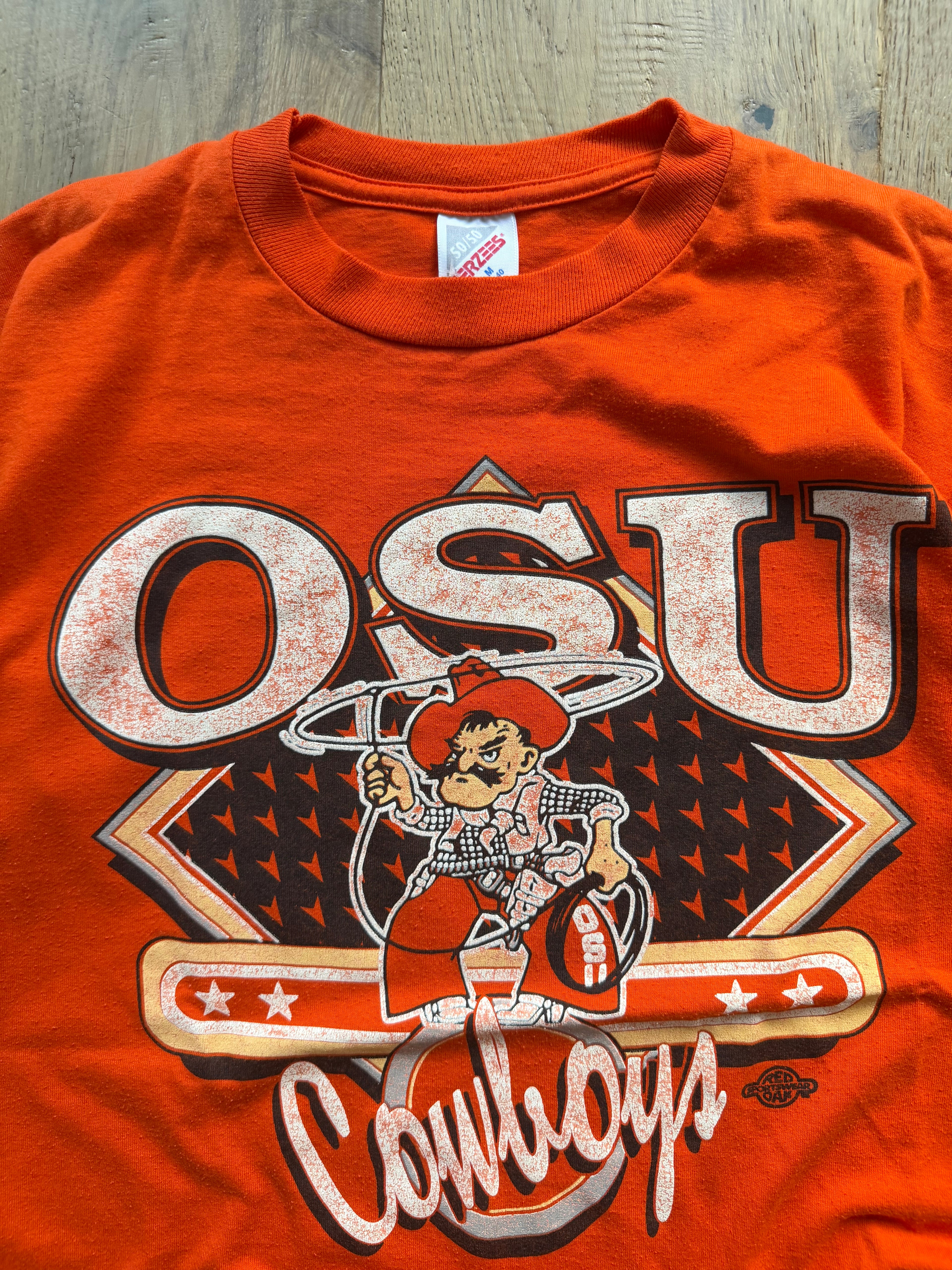 Orange 90s Red Oak OSU Retro Lasso Pete T-Shirt Medium