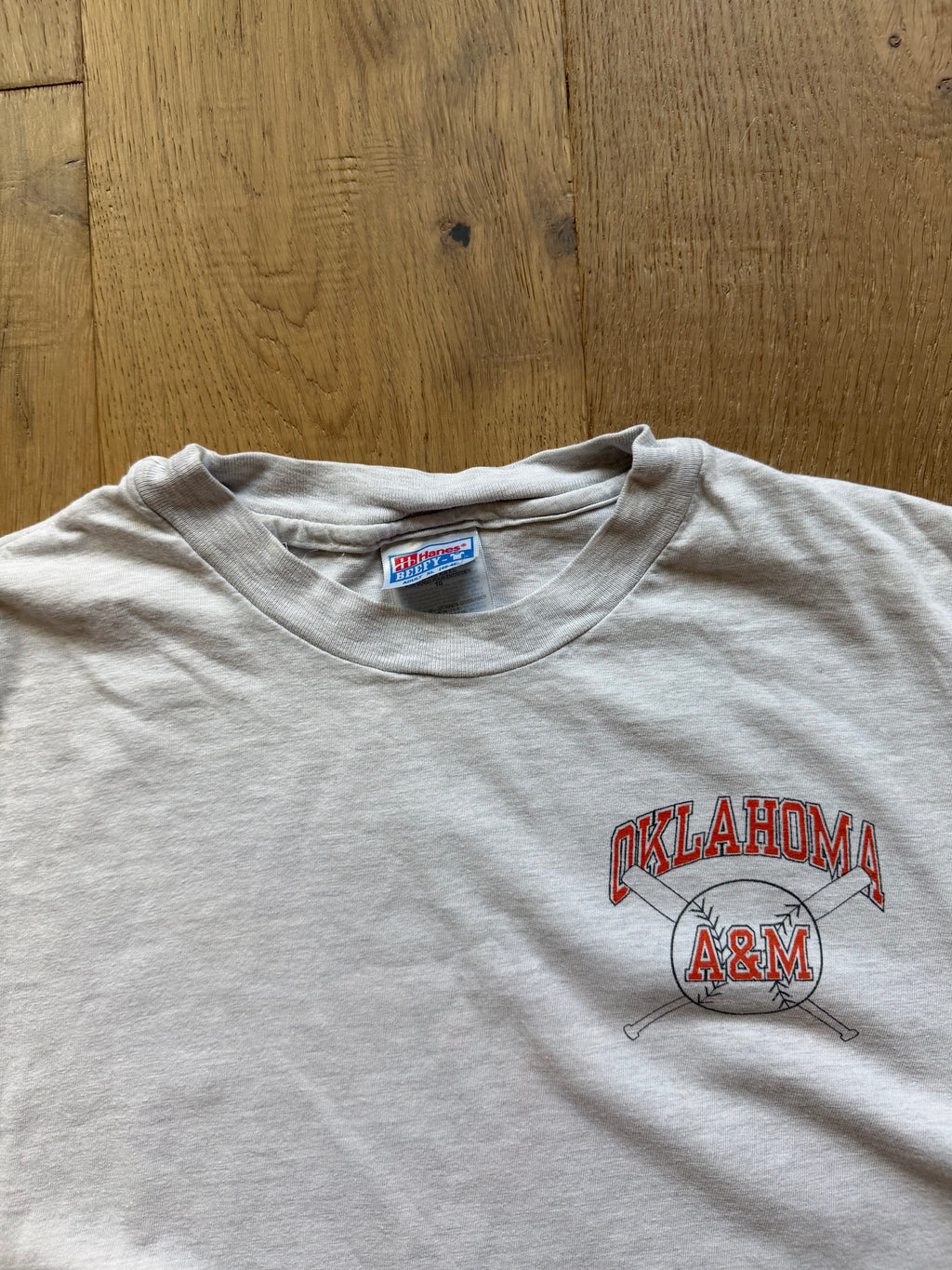 Grey 90s Oklahoma A&M Aggies Baseball T-Shirt XL