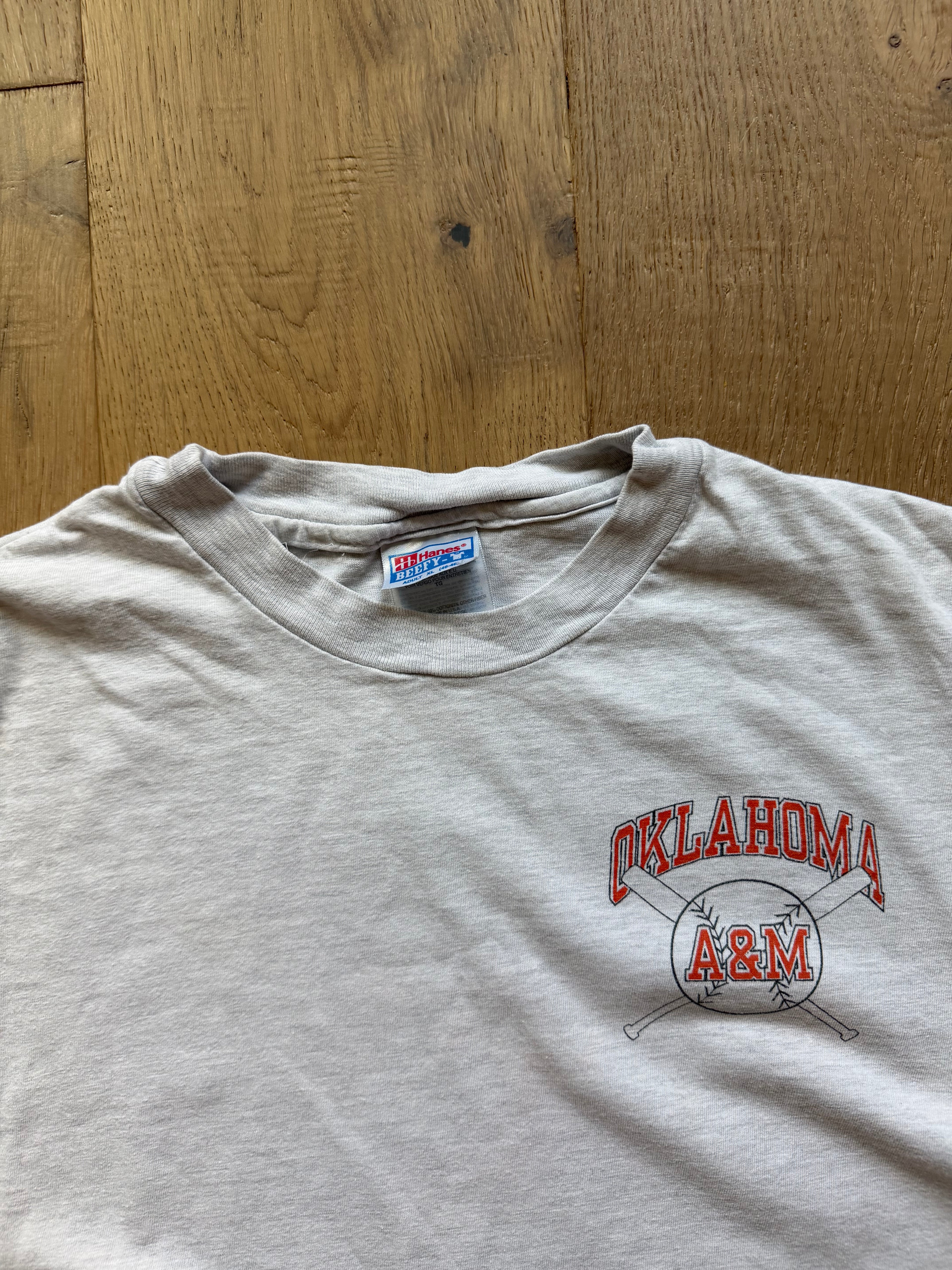 Grey 90s Oklahoma A&M Aggies Baseball T-Shirt XL