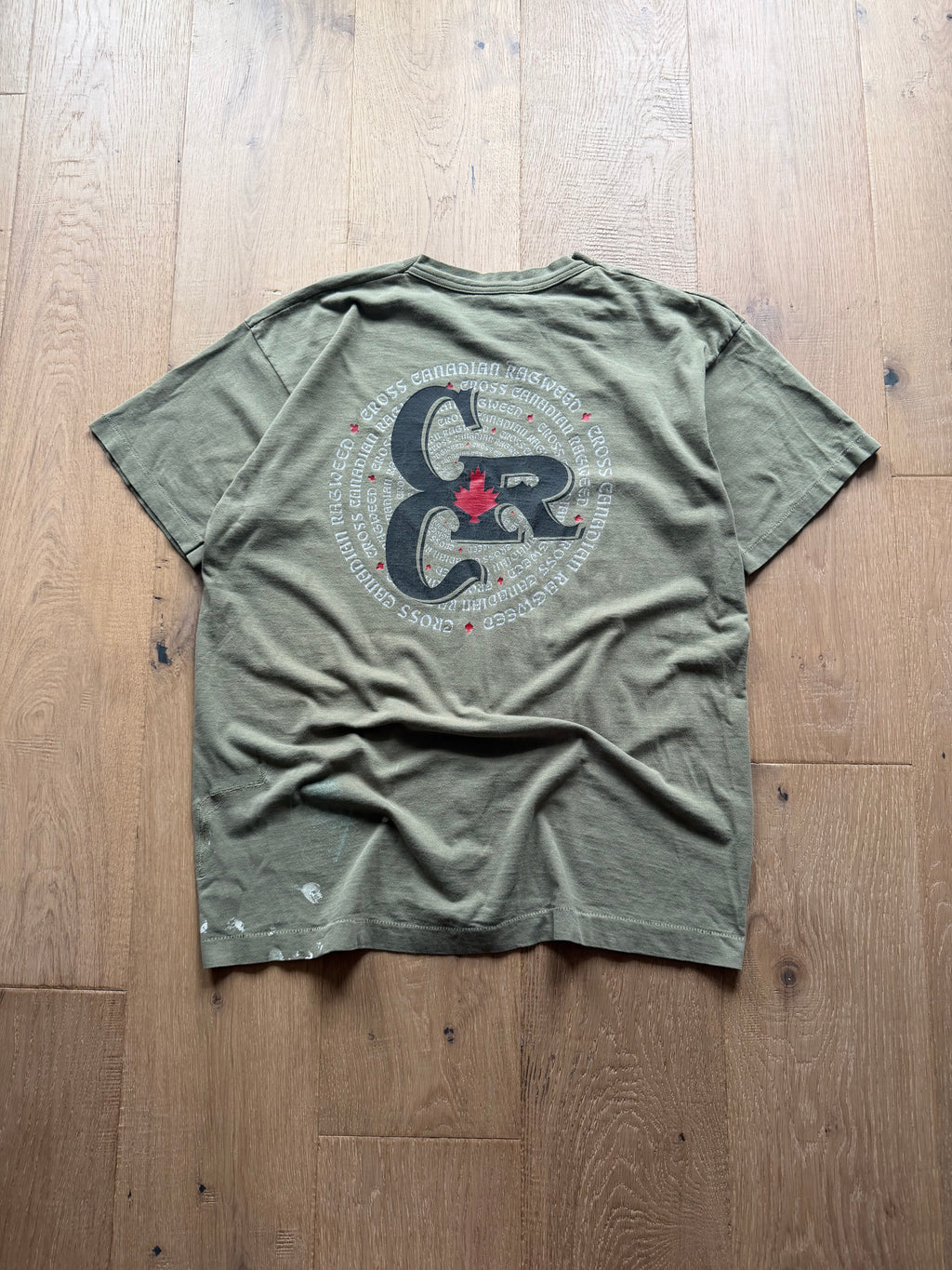 Green 90s Cross Canadian Ragweed Paint Splatter T-Shirt XL