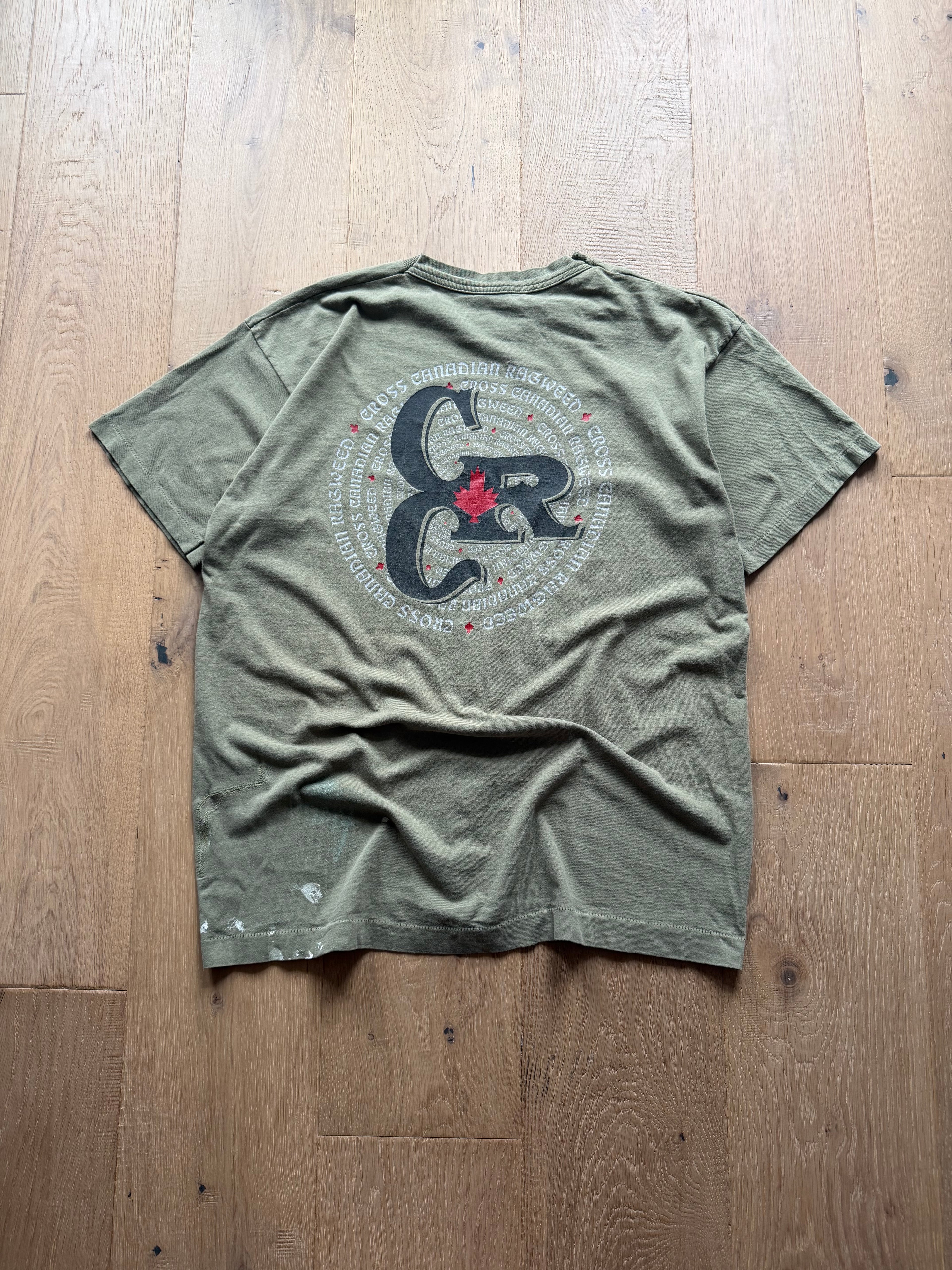 Green 90s Cross Canadian Ragweed Paint Splatter T-Shirt XL