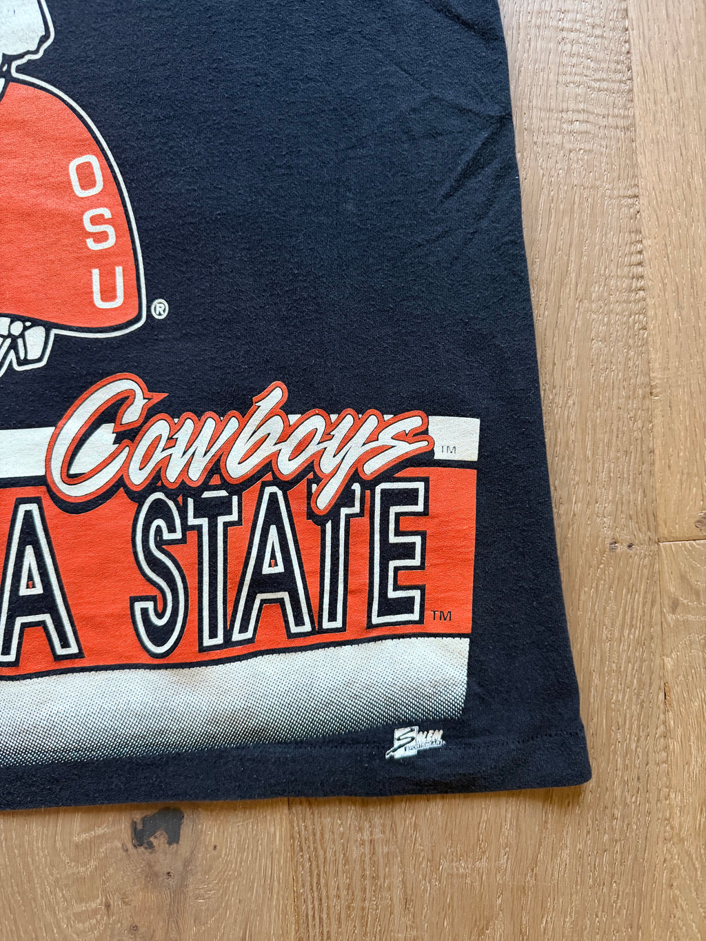 Black 90s Salem Sportswear OSU Cowboys Big Print T-Shirt Large