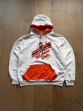 White 80s Orange Pocket Retro Pete Lined Hoodie Medium