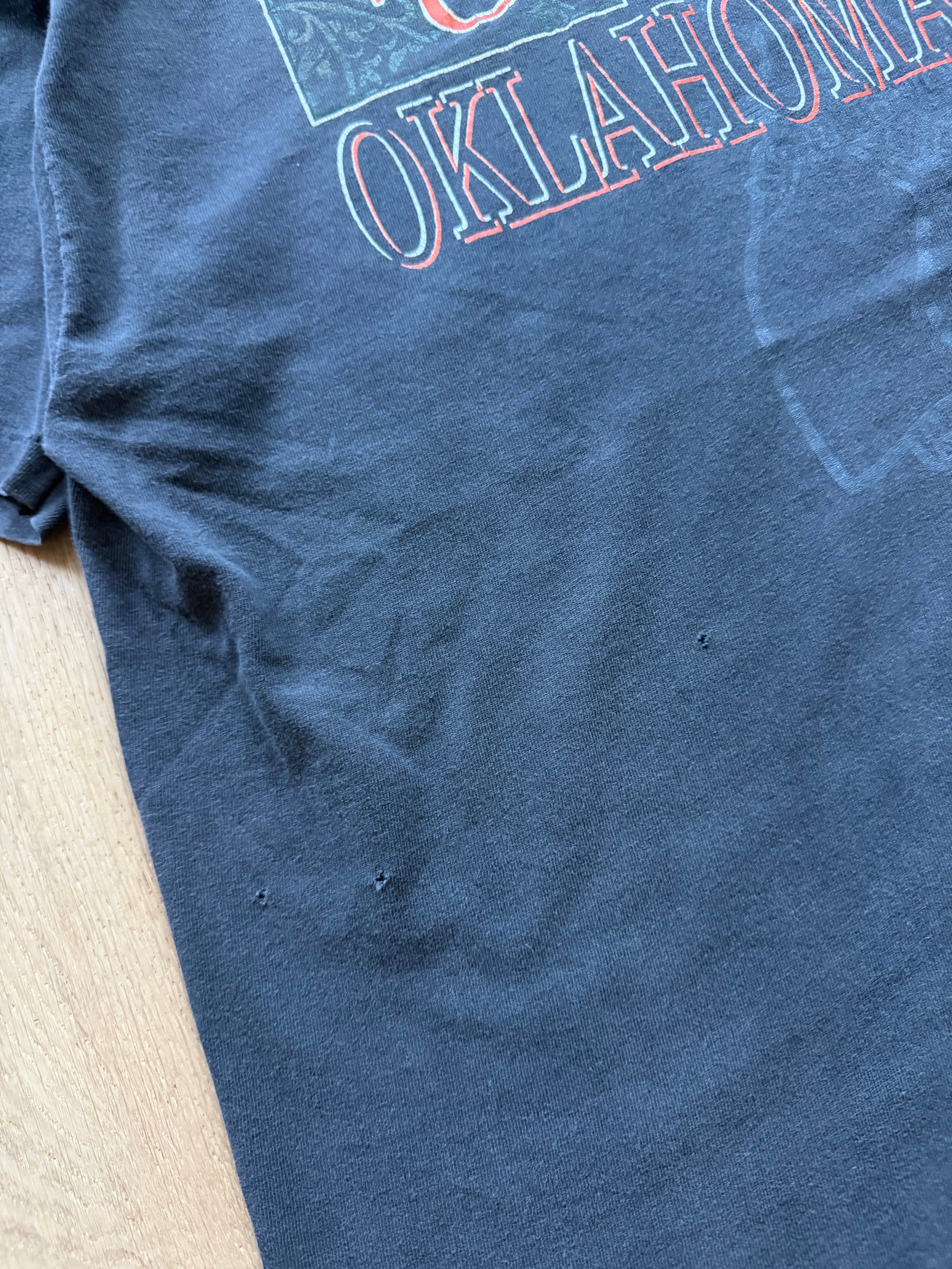 Black 90s Oklahoma State Pistol Pete Shadow Ornate T-Shirt XXL