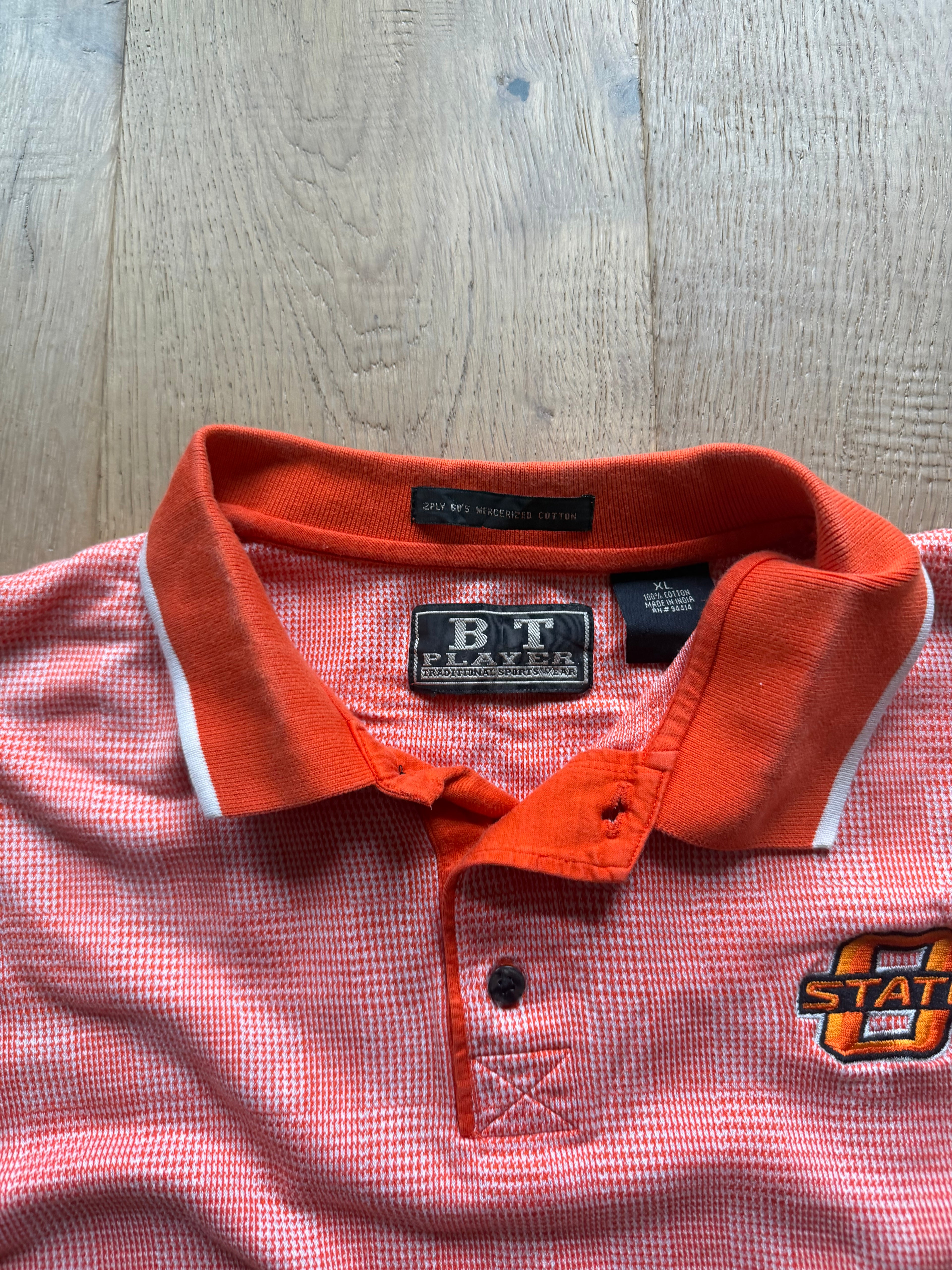 Orange 00s BT Player OSU Plaid Polo Shirt Boxy XXL