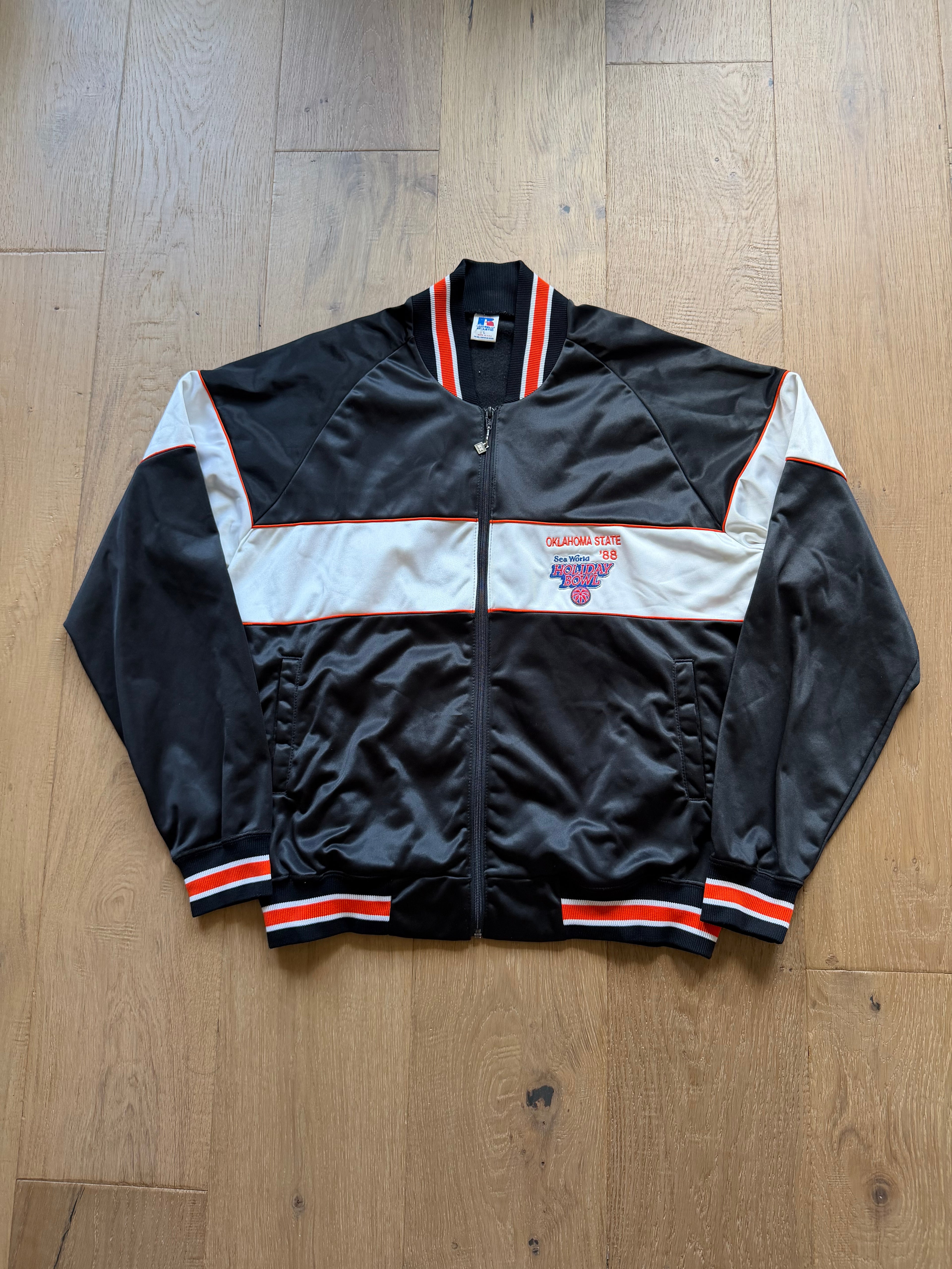 Multicolored 1988 Oklahoma State Sea World Holiday Bowl Zip Up Jacket Large