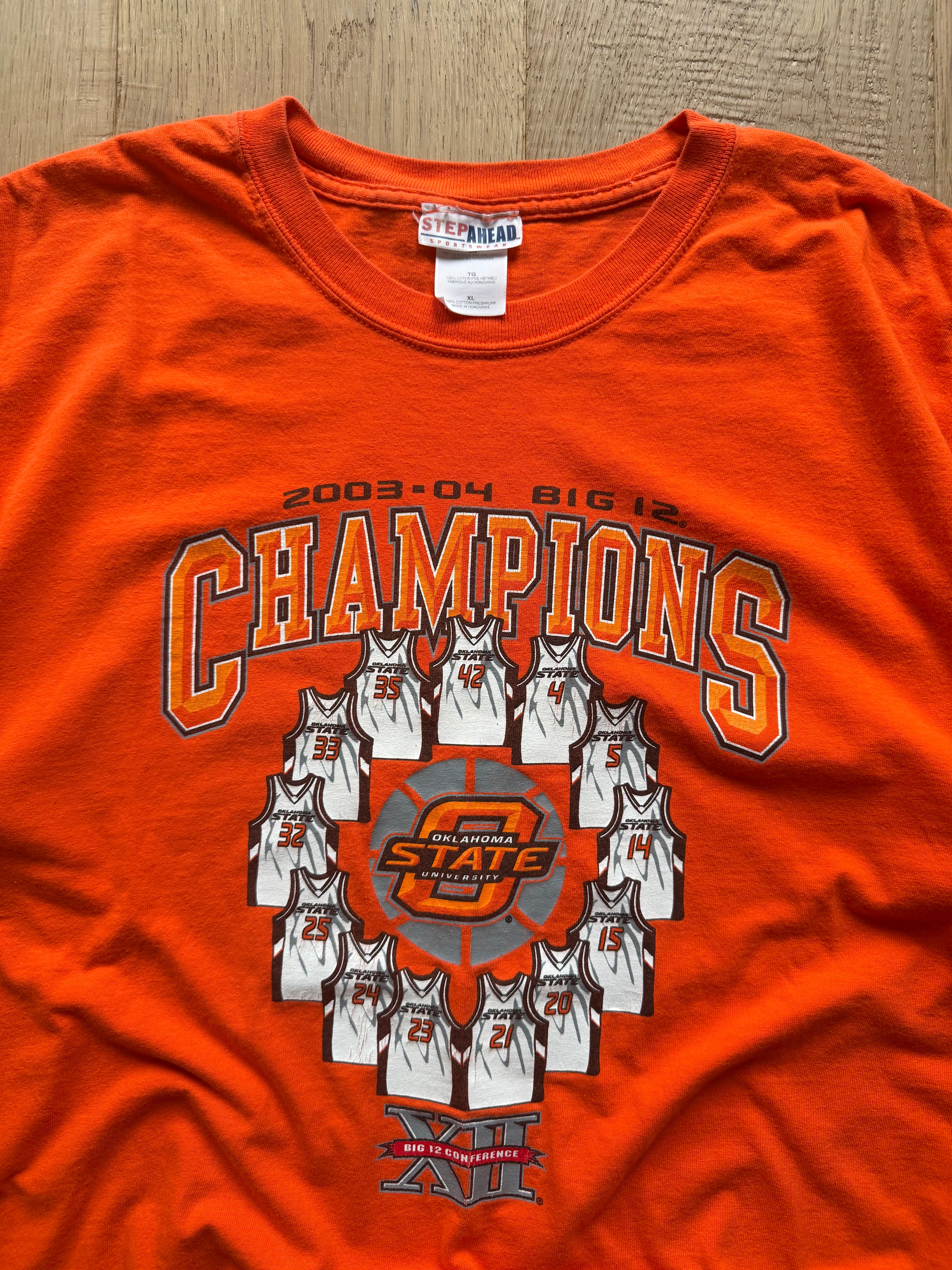 Orange 2003-2004 OSU Big 12 Basketball Champions Jerseys T-Shirt XL