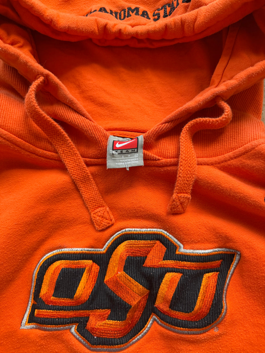 Orange 00s Nike OSU Embroidered Hood Hoodie Medium