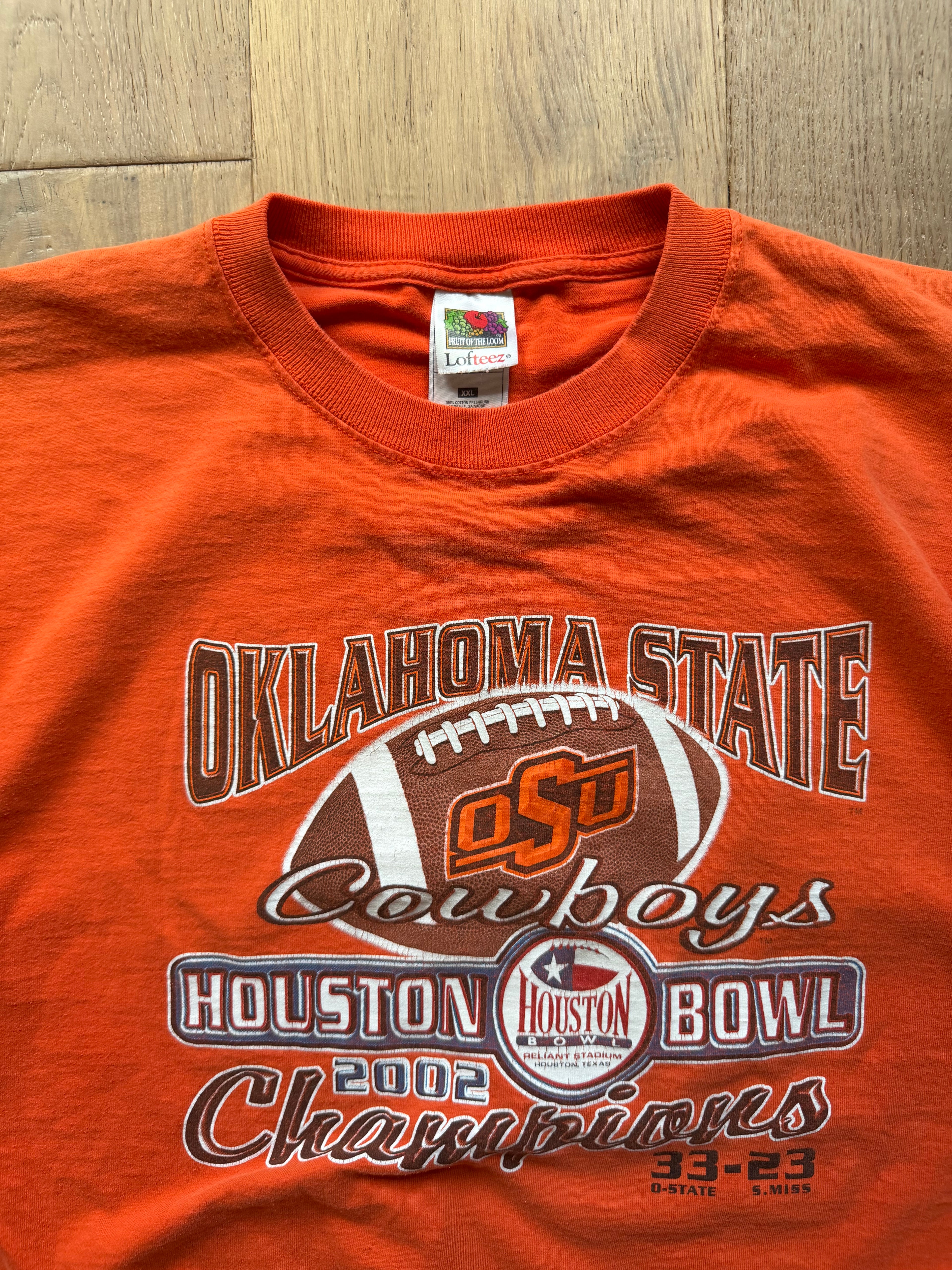 Orange OSU 2002 Houston Bowl Champions T-Shirt XXL