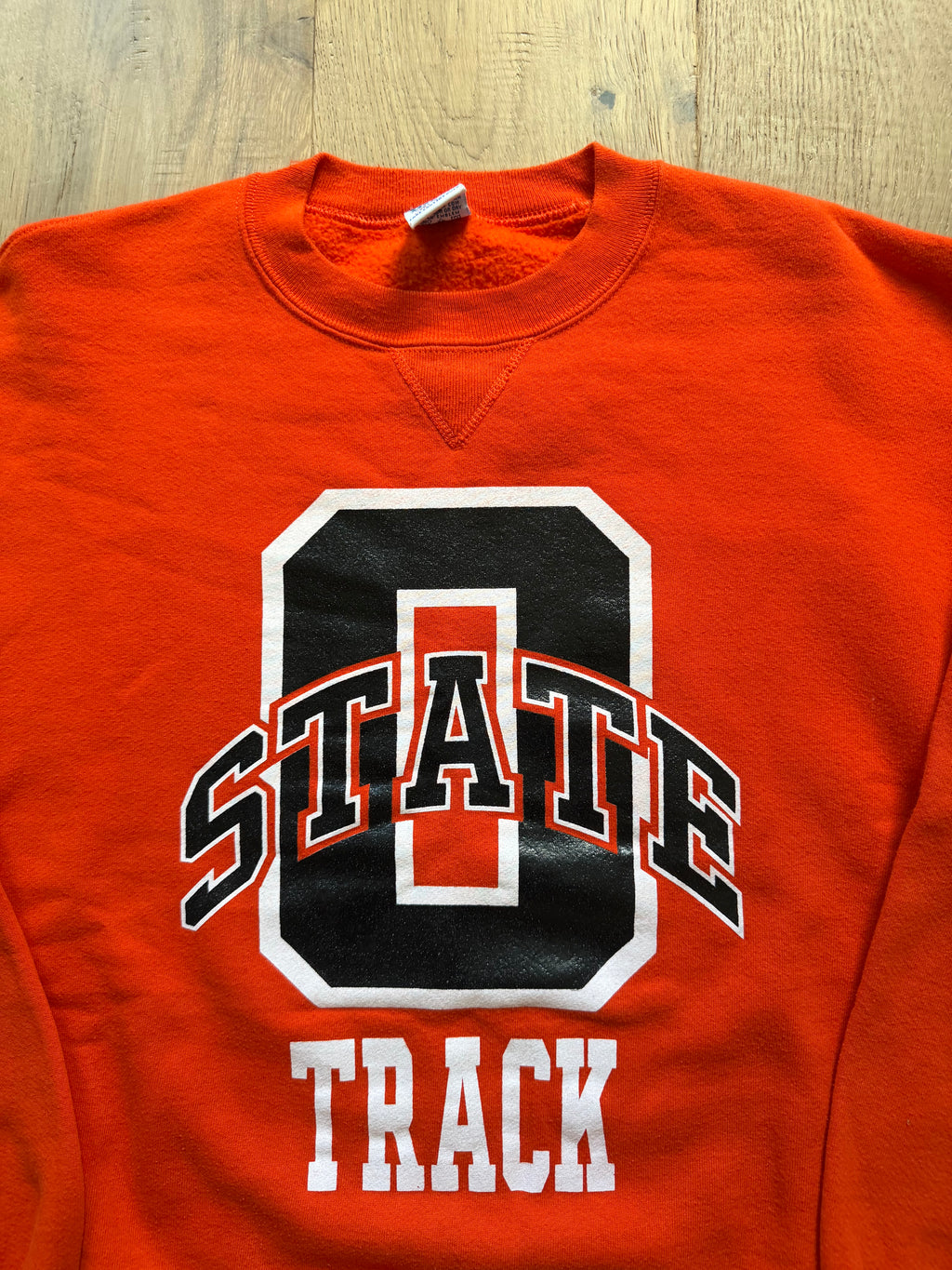 Orange 90s Russell Athletic OSU OState Track and Field Crewneck Sweatshirt Large