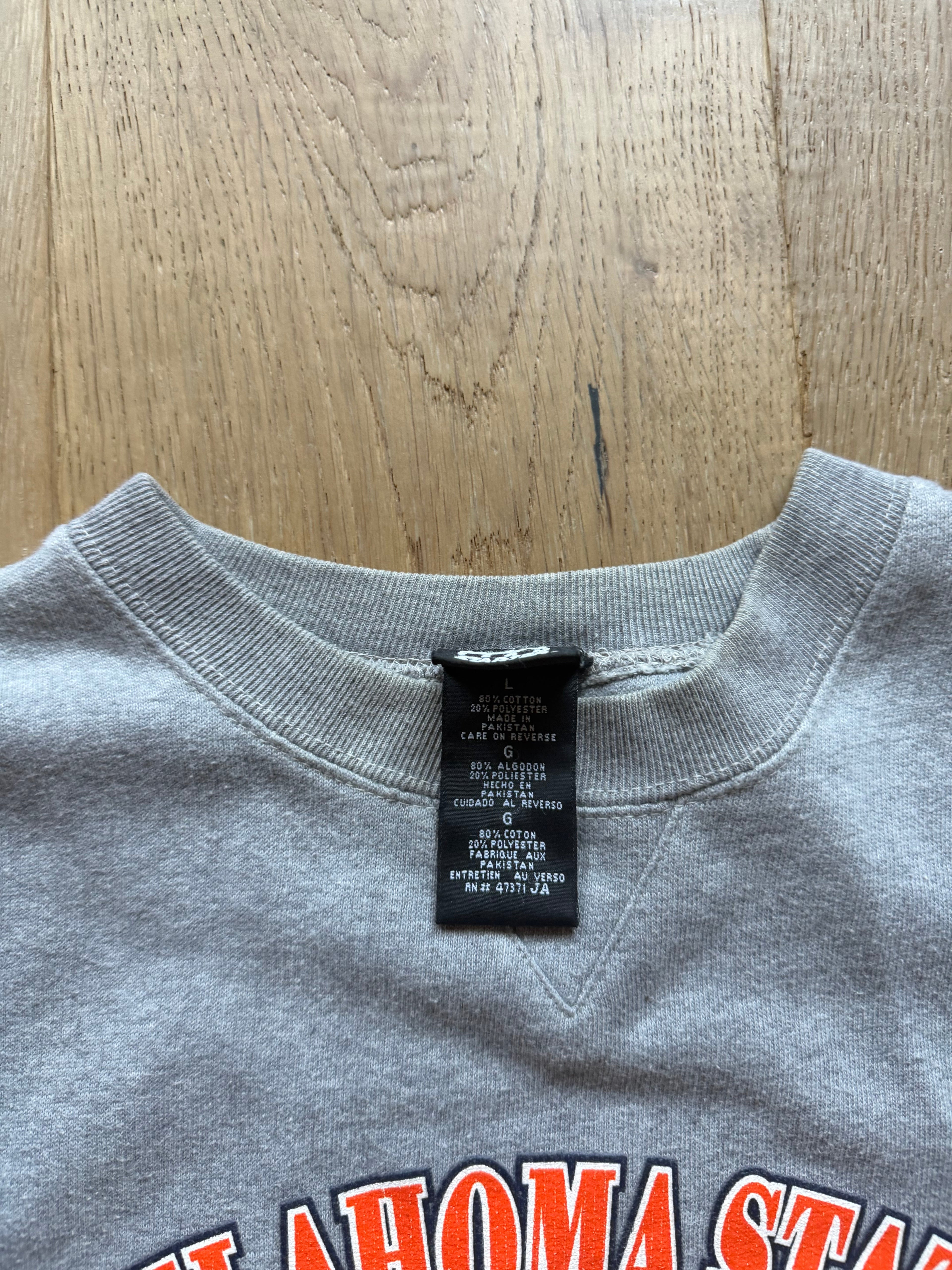 Grey 00s Starter Oklahoma State Crewneck Sweatshirt Large