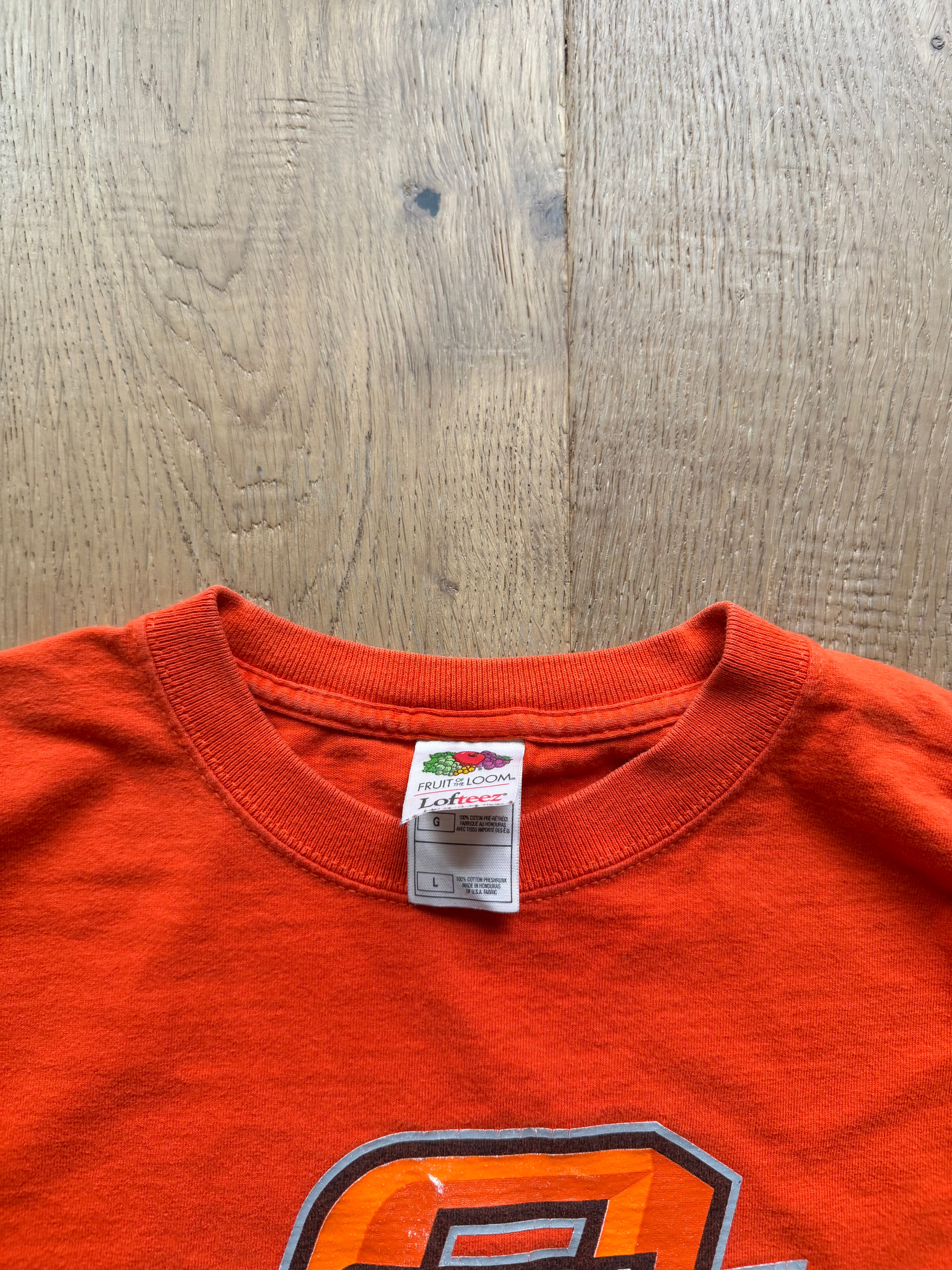 Orange 00s OSU Logo Football T-Shirt Large