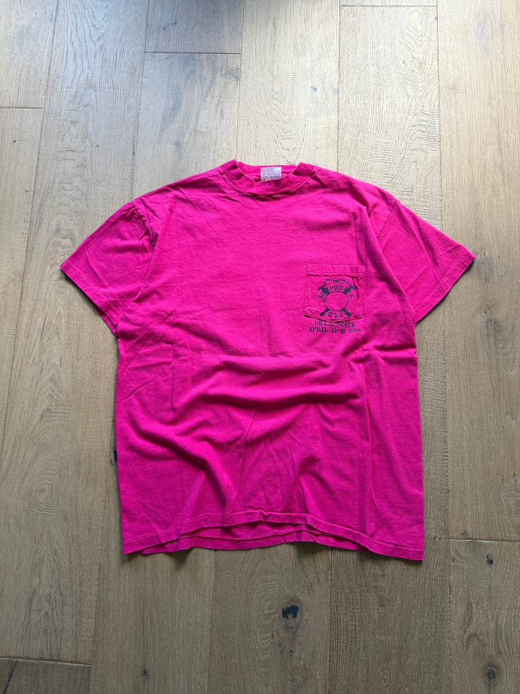 Pink 1988 Oklahoma State Pike Shipwreck Skinnydipping T-Shirt Large