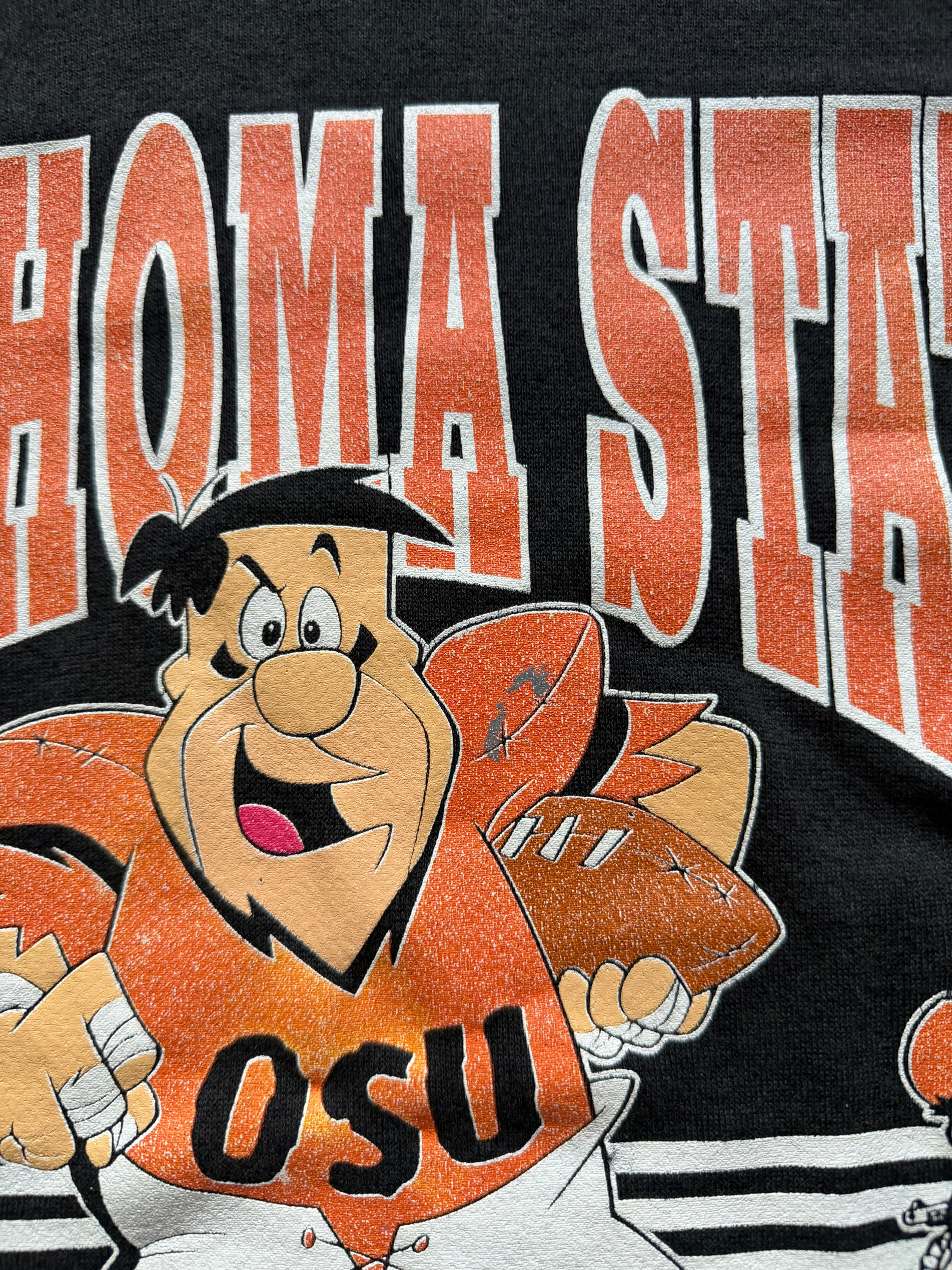 Black 90s Oklahoma State Fred Flinstone Crewneck Sweatshirt Medium