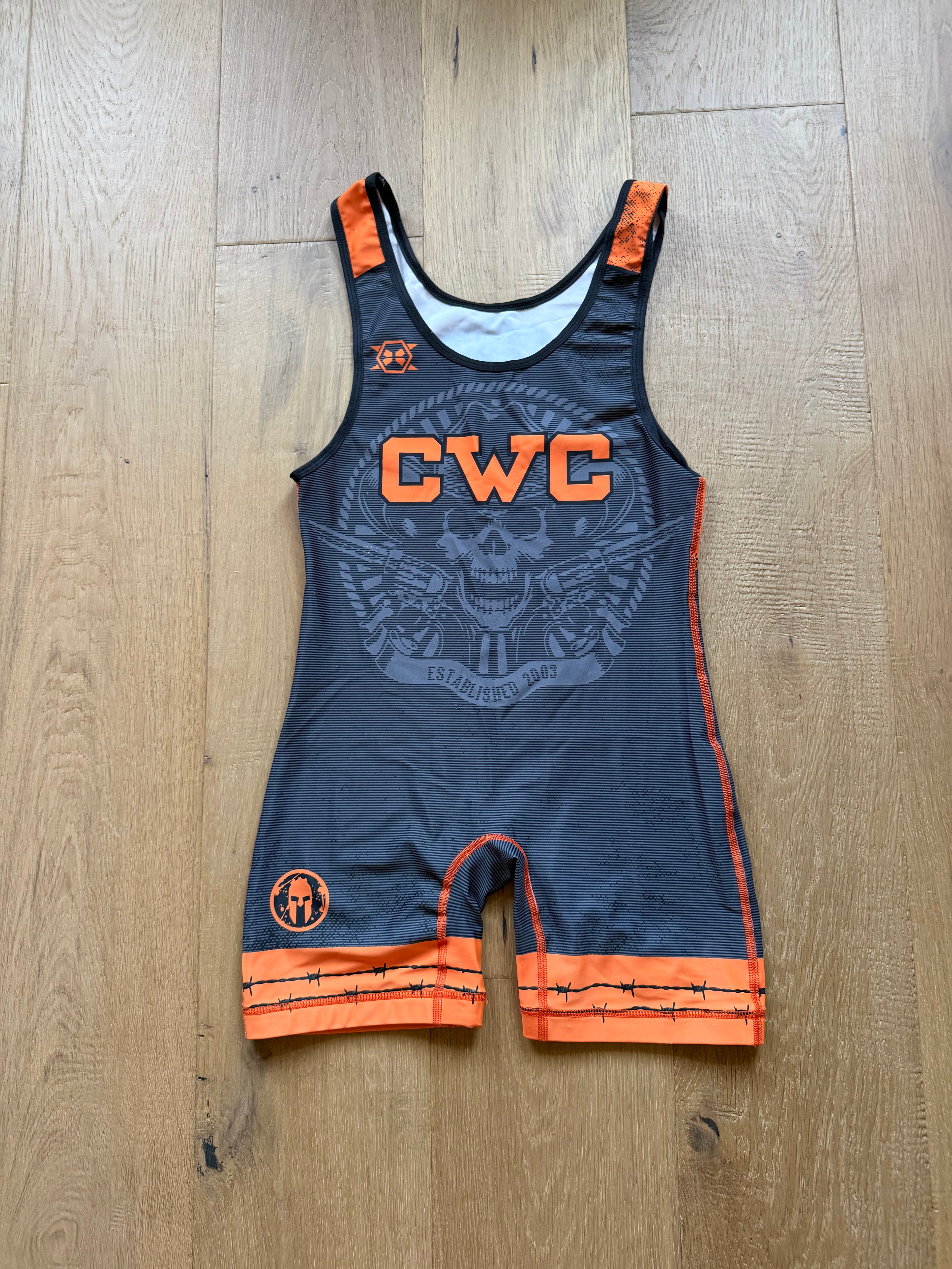 Orange + Black Spartan Cowboy Wrestling Club Singlet Small