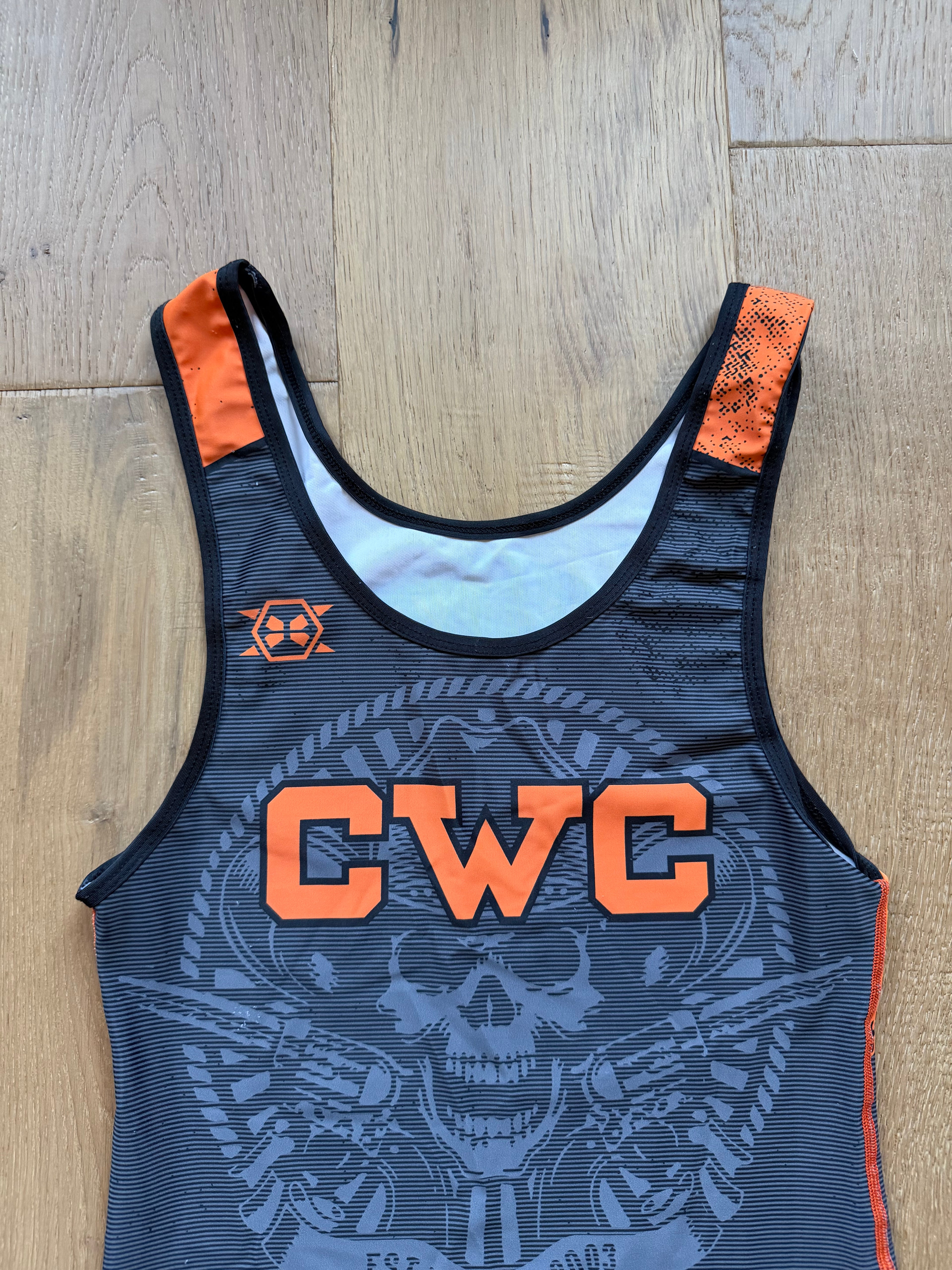 Orange + Black Spartan Cowboy Wrestling Club Singlet Small