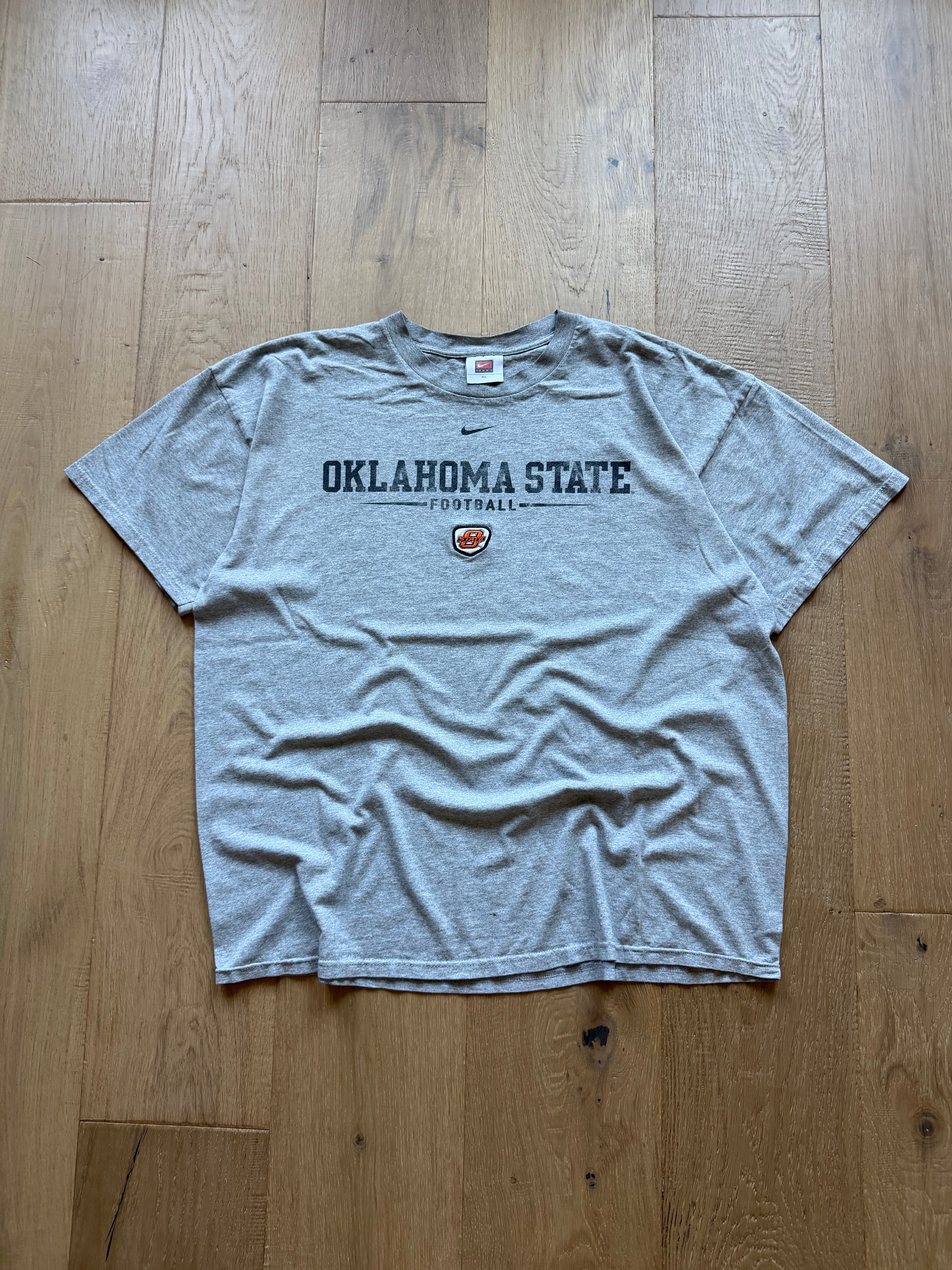 Grey 00s Nike Oklahoma State Football Patch T-Shirt XL