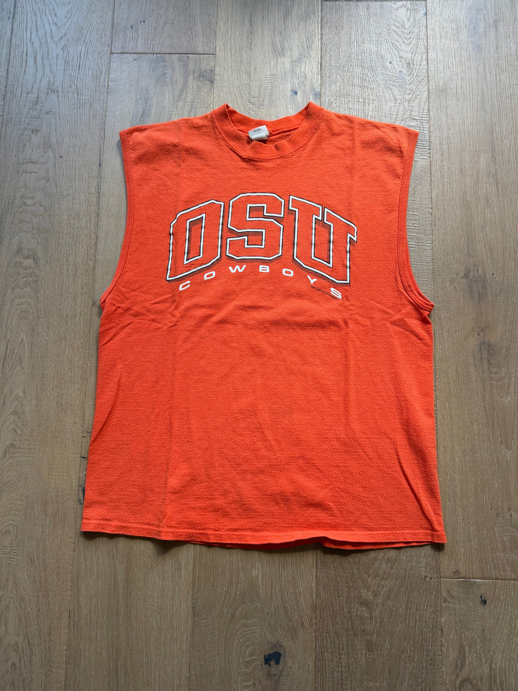 Orange 00s Red Oak OSU Outline Tank Top Large