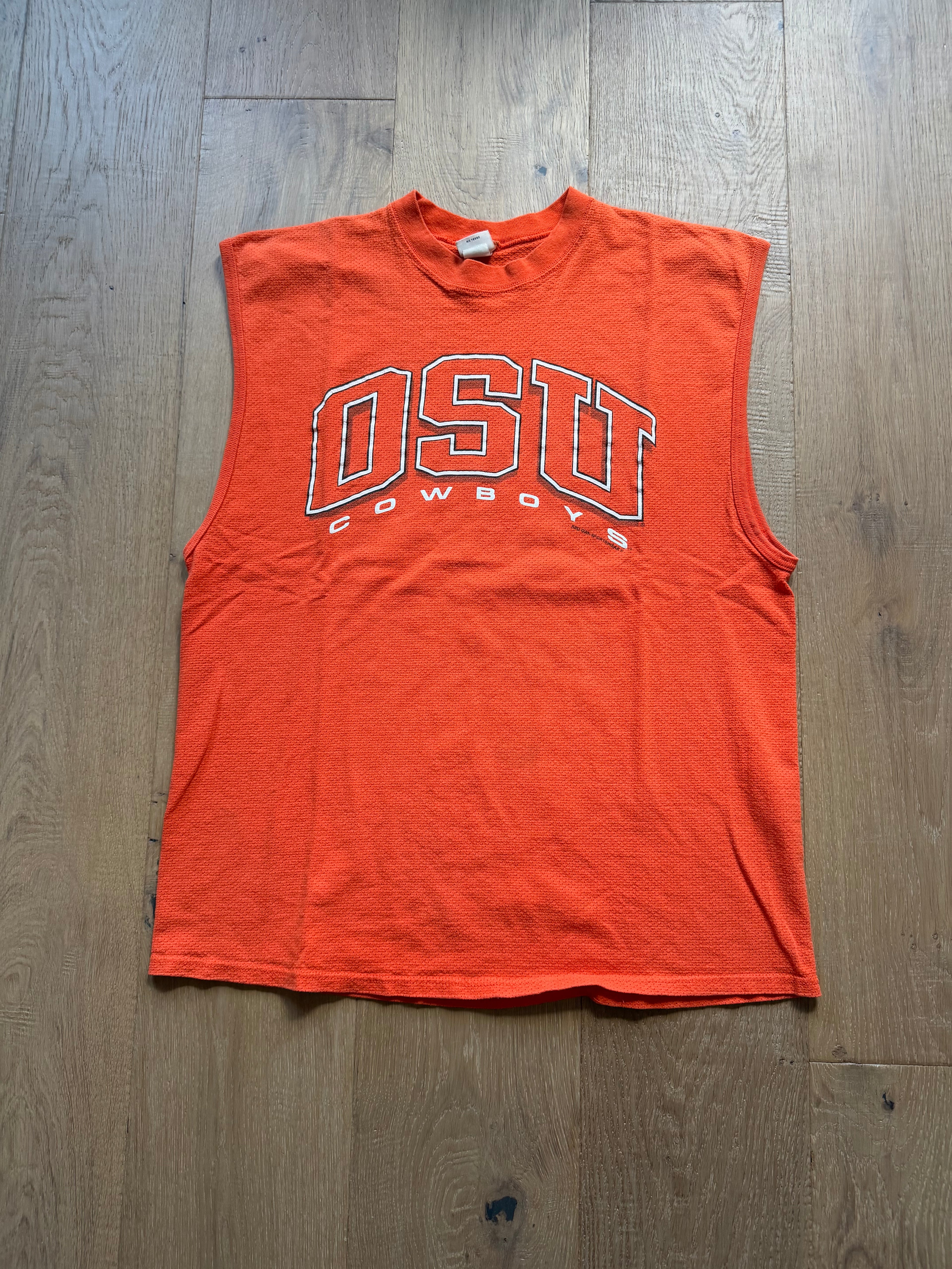 Orange 00s Red Oak OSU Outline Tank Top Large