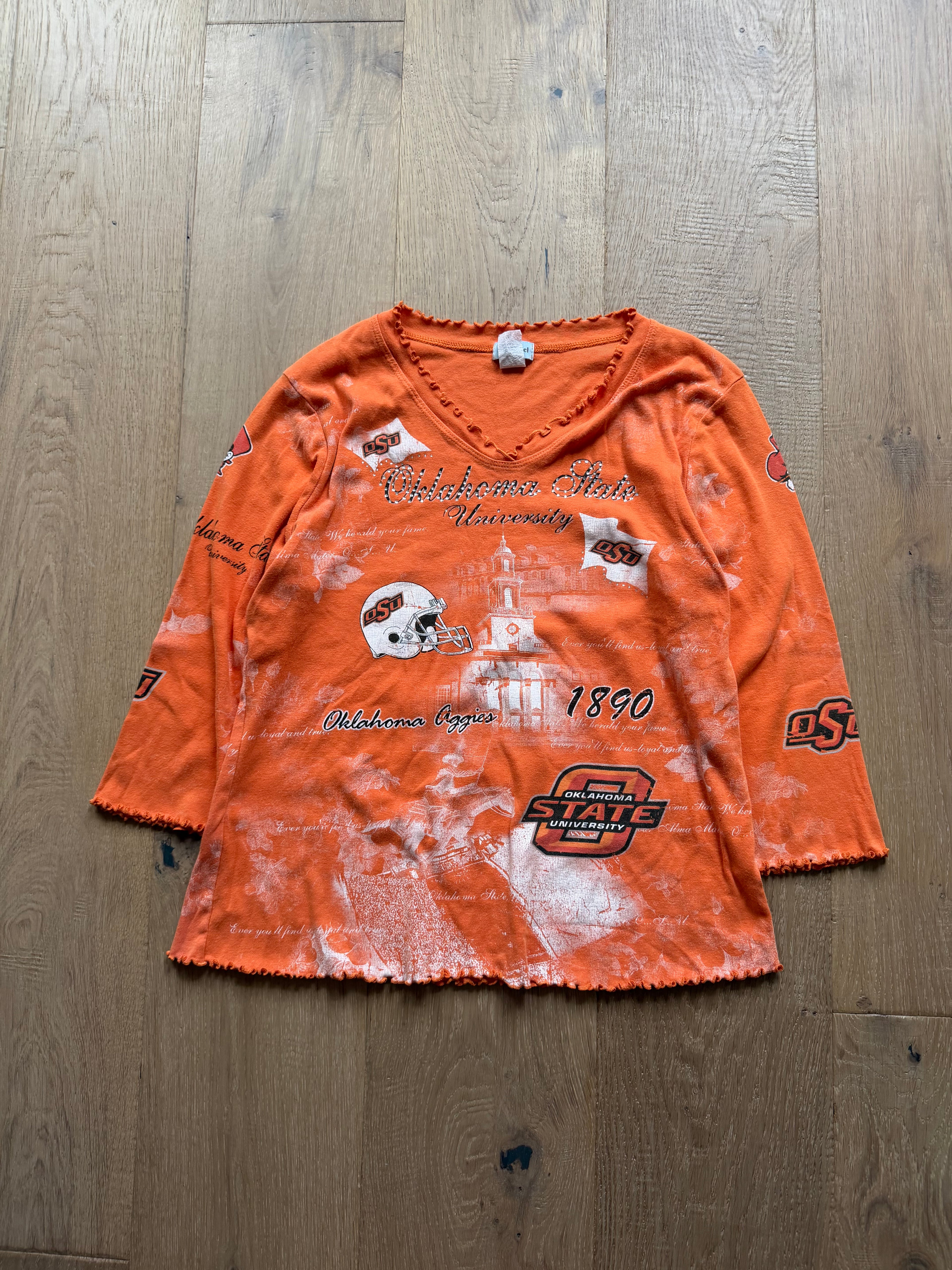 Orange Y2K P. Michael OSU Embellished Collage Women’s Top