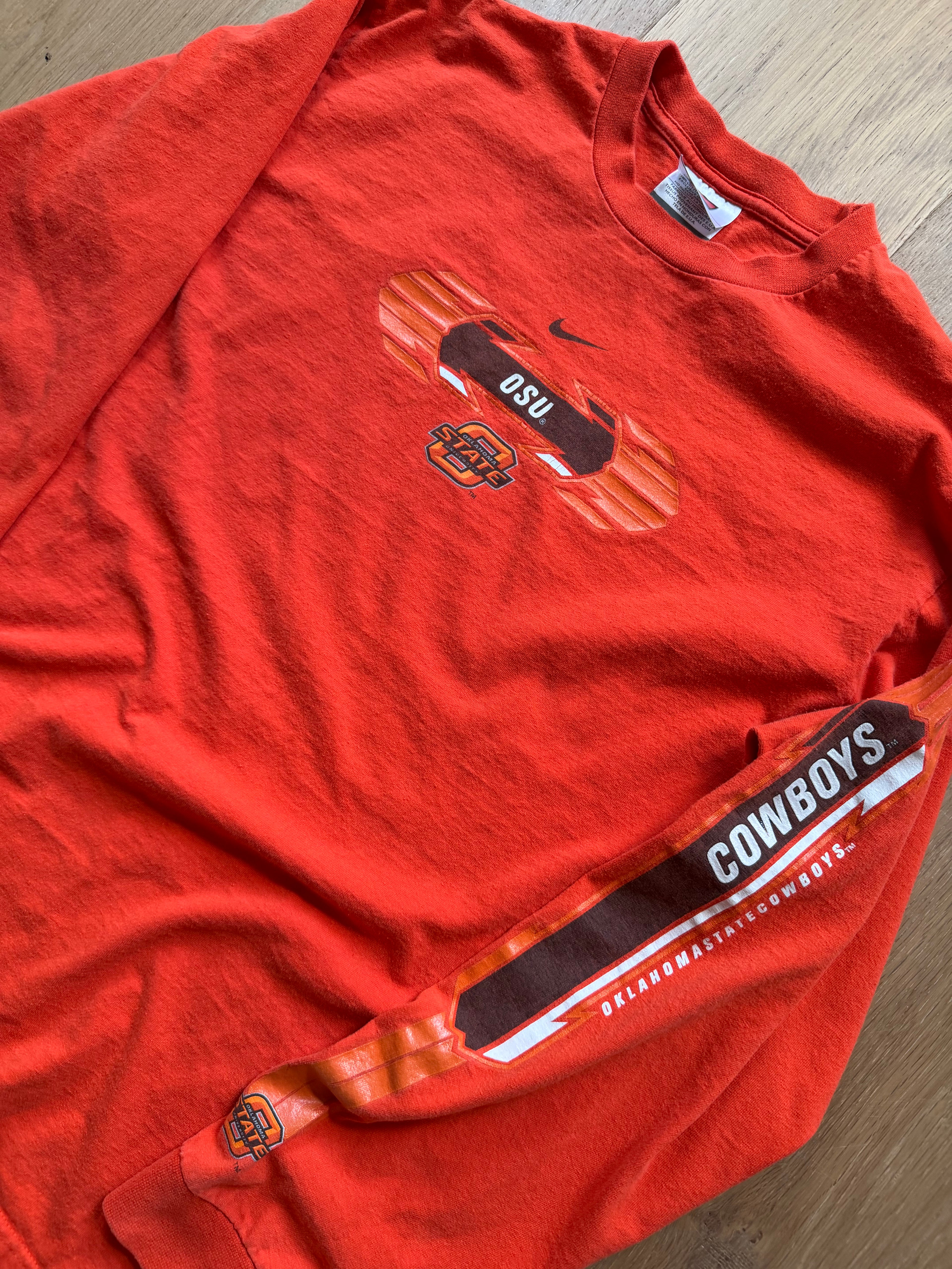 Orange 00s Nike OSU Centerswoosh Sleeve Hit Long Sleeve Medium