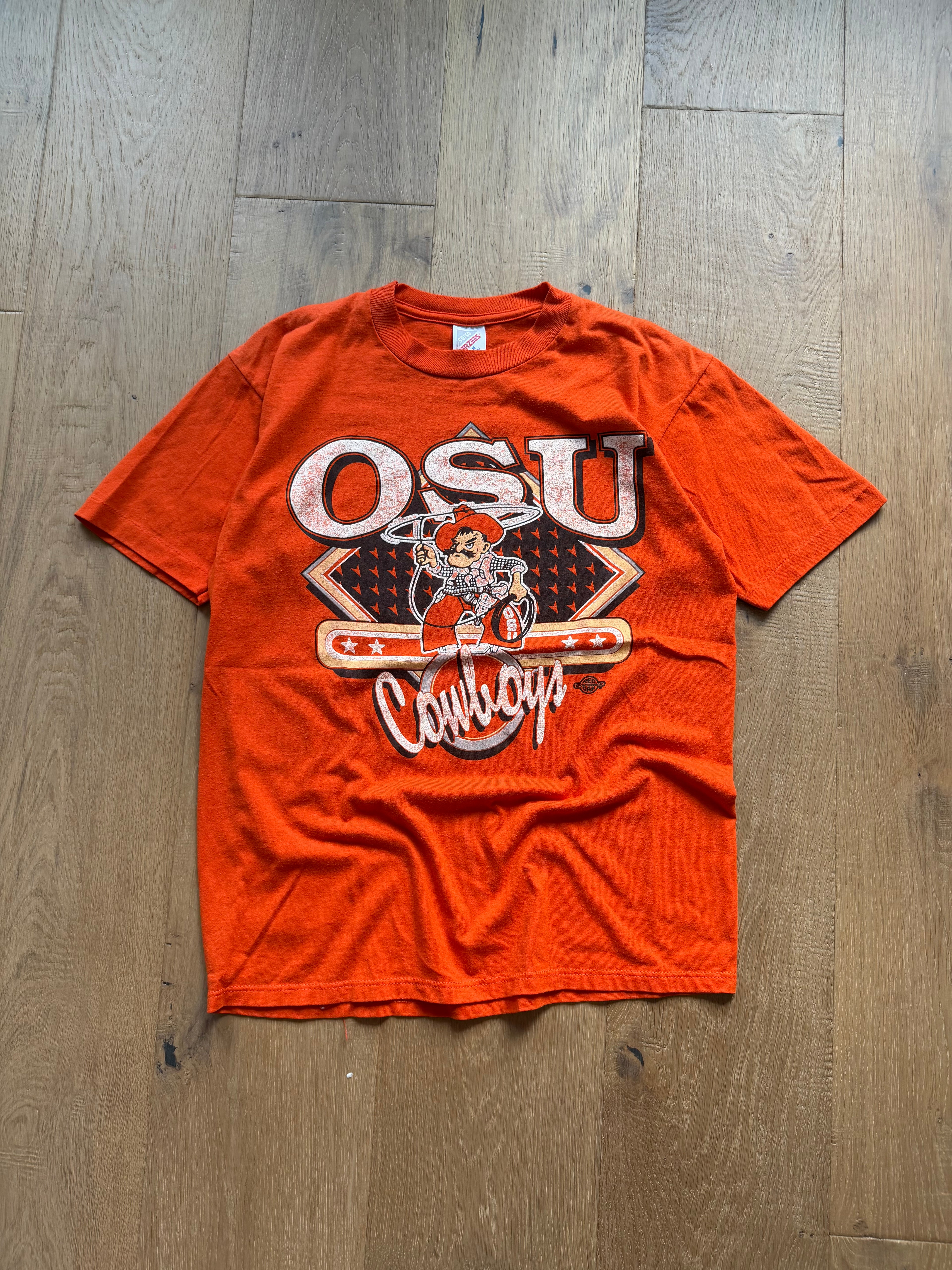 Orange 90s Red Oak OSU Retro Lasso Pete T-Shirt Medium