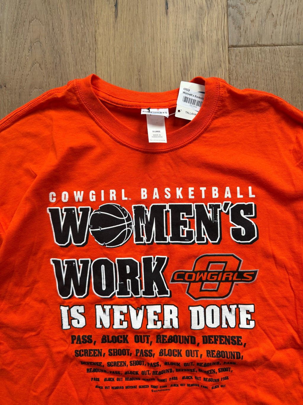 Orange 00s OSU Cowgirl Basketball Women’s Work T-Shirt XL NWT