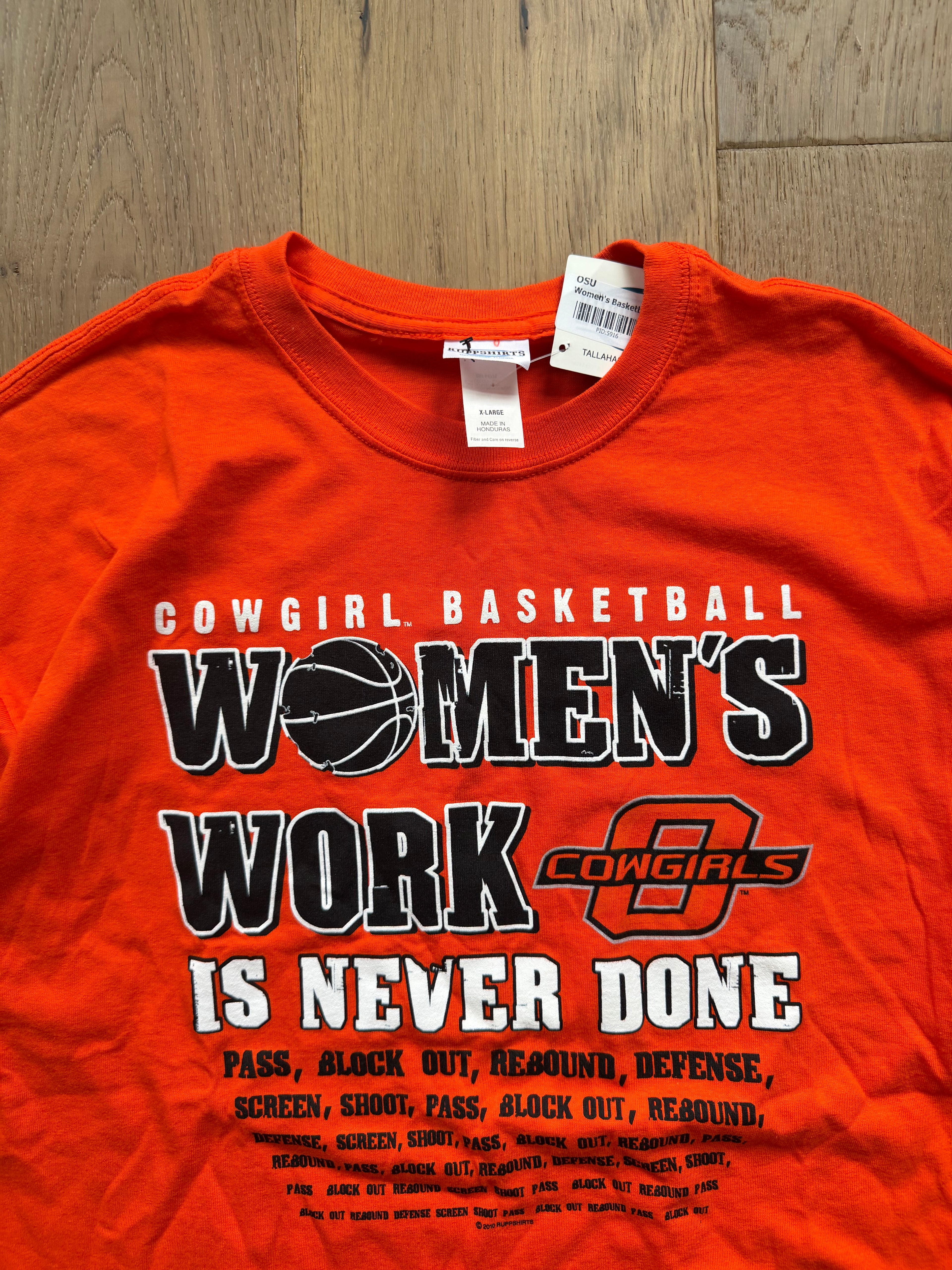 Orange 00s OSU Cowgirl Basketball Women’s Work T-Shirt XL NWT