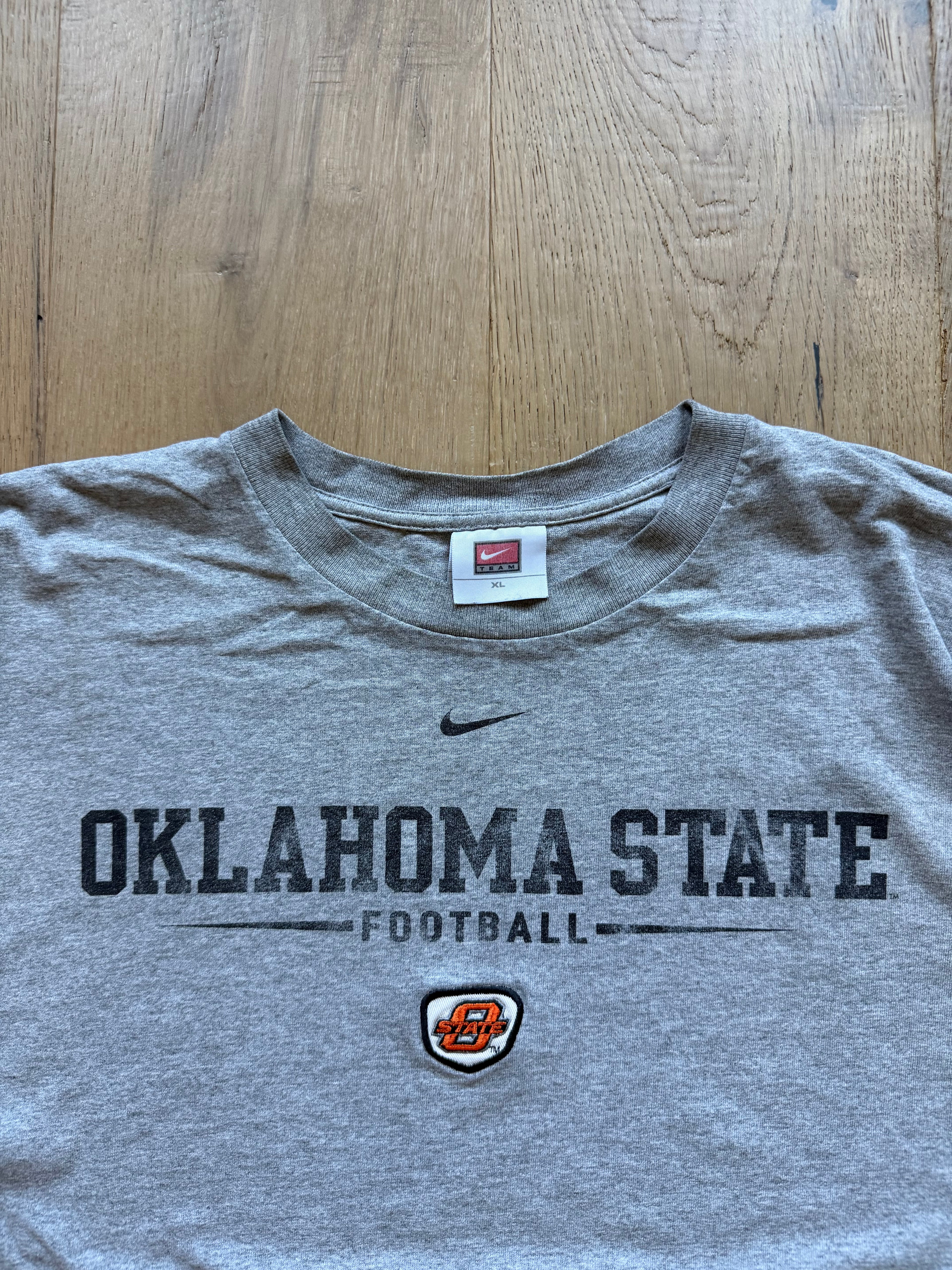 Grey 00s Nike Oklahoma State Football Patch T-Shirt XL